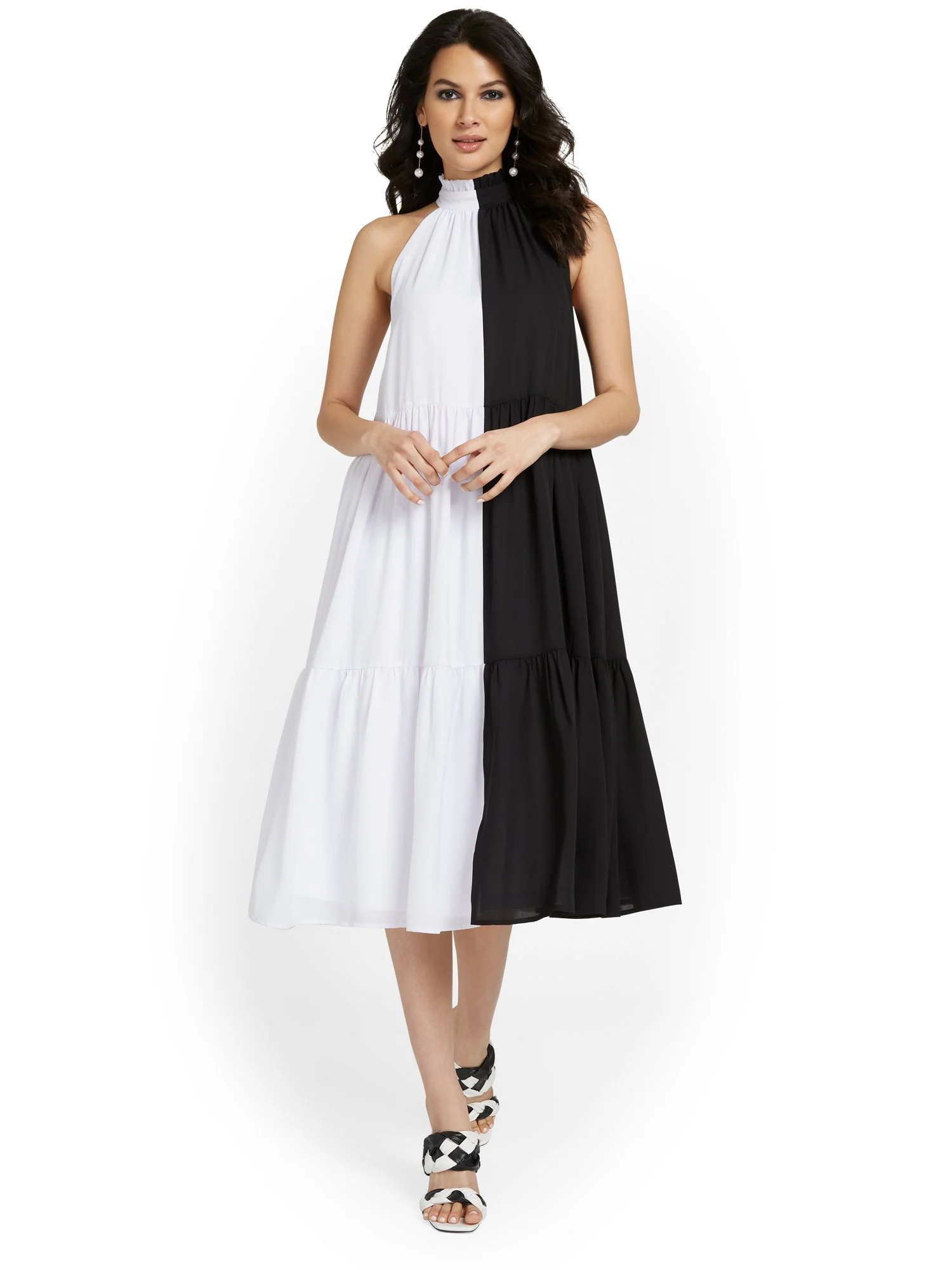 Colorblock Tiered Halterneck Dress - Image 2