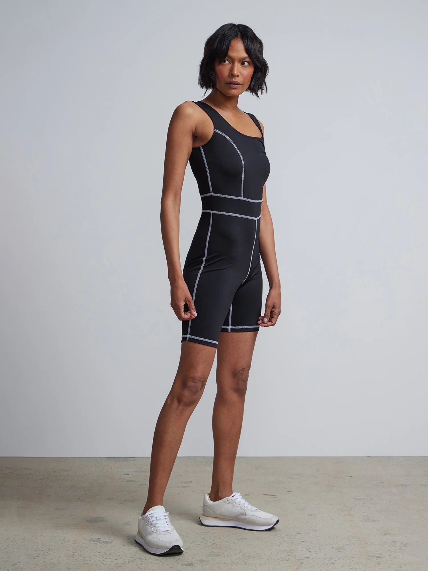 Contrast-Seam Scoopneck Romper - Image 2