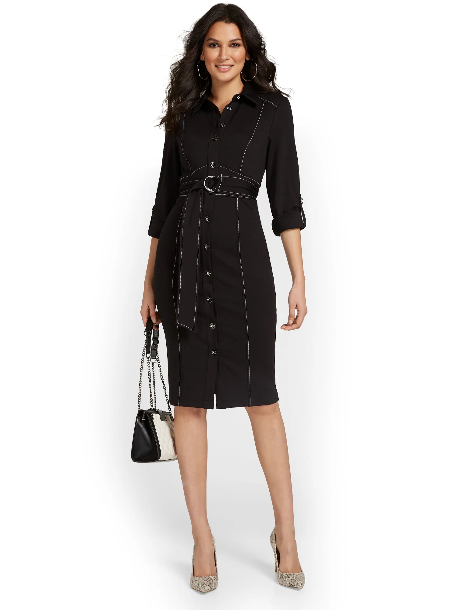 Contrast-Stitch Button-Down Dress - Superflex - Image 2