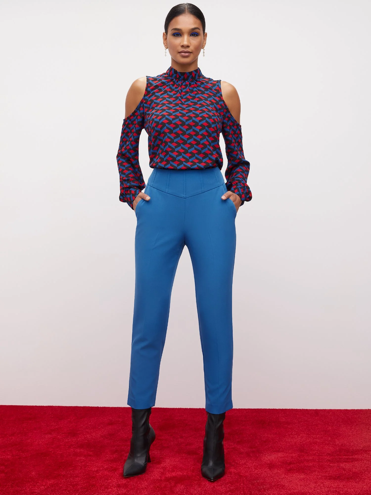 Corset-Waist Slim-Leg Ankle Pant