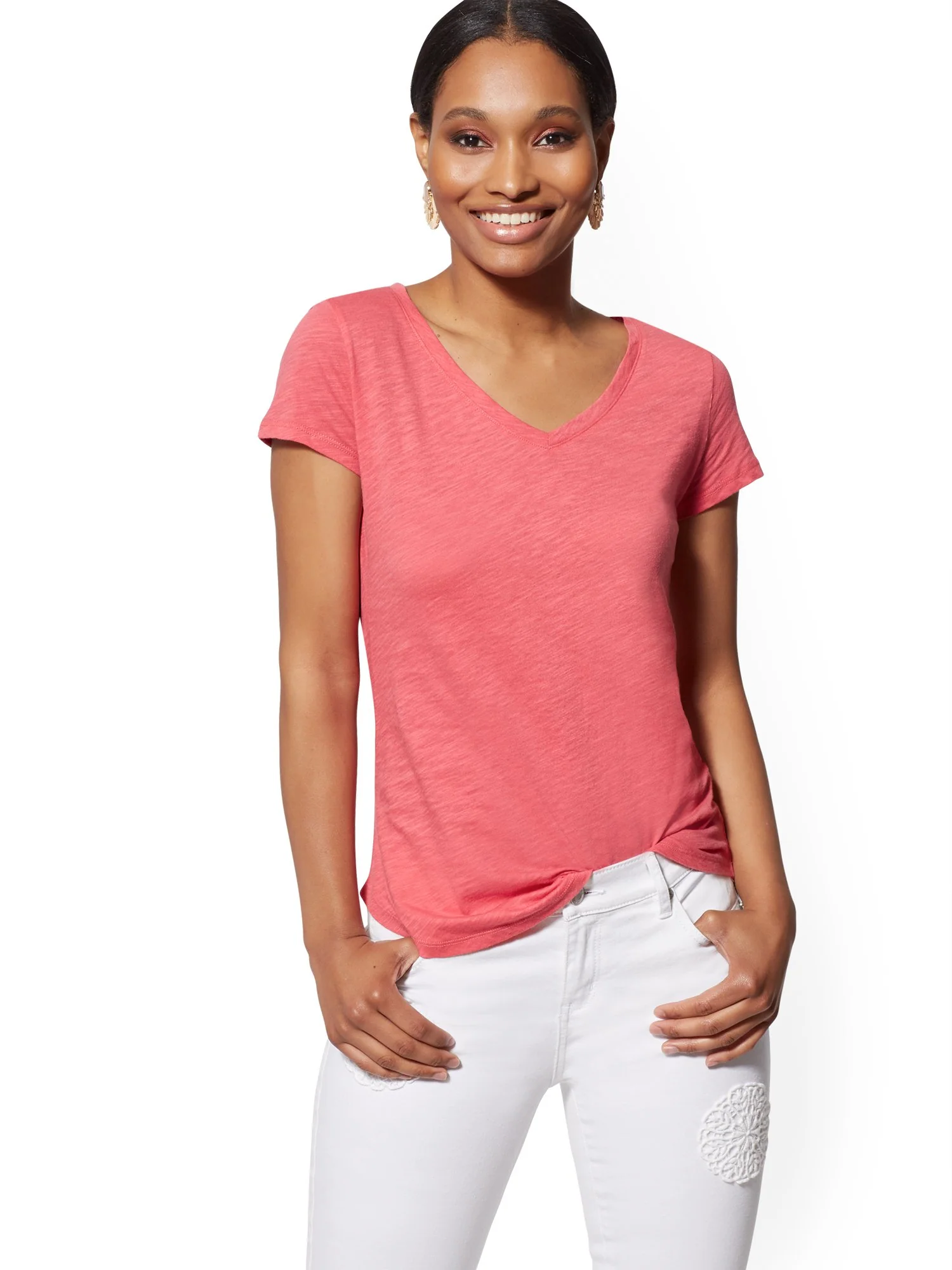 Cotton V-Neck Top - Hampton Tee