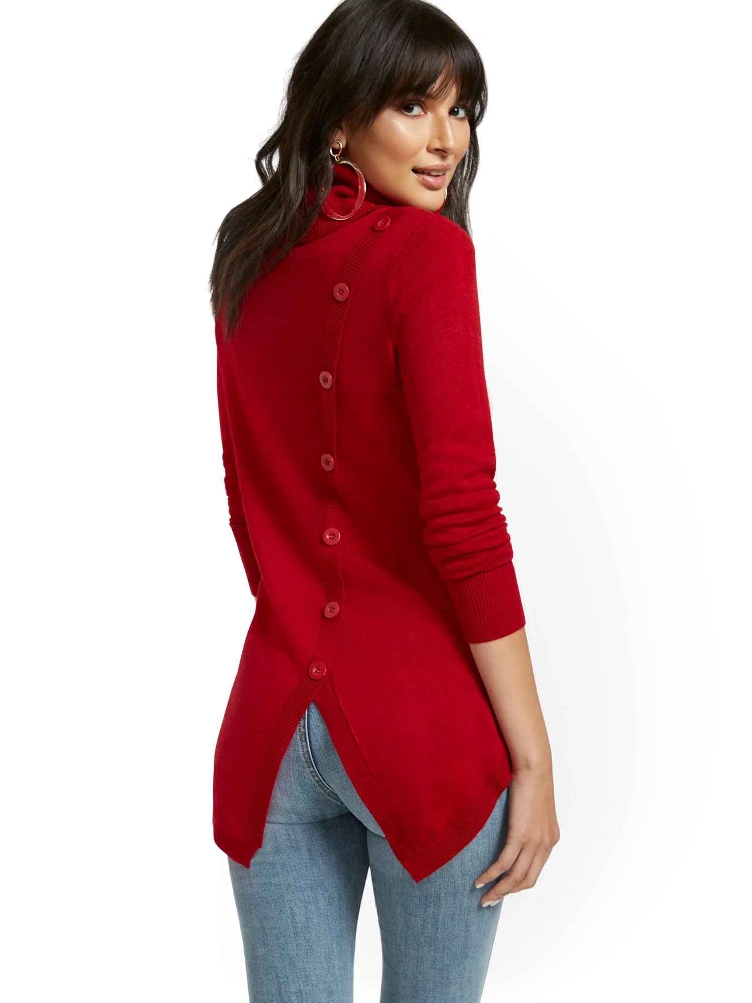 Cowl-Neck Back-Button Sweater - Image 6