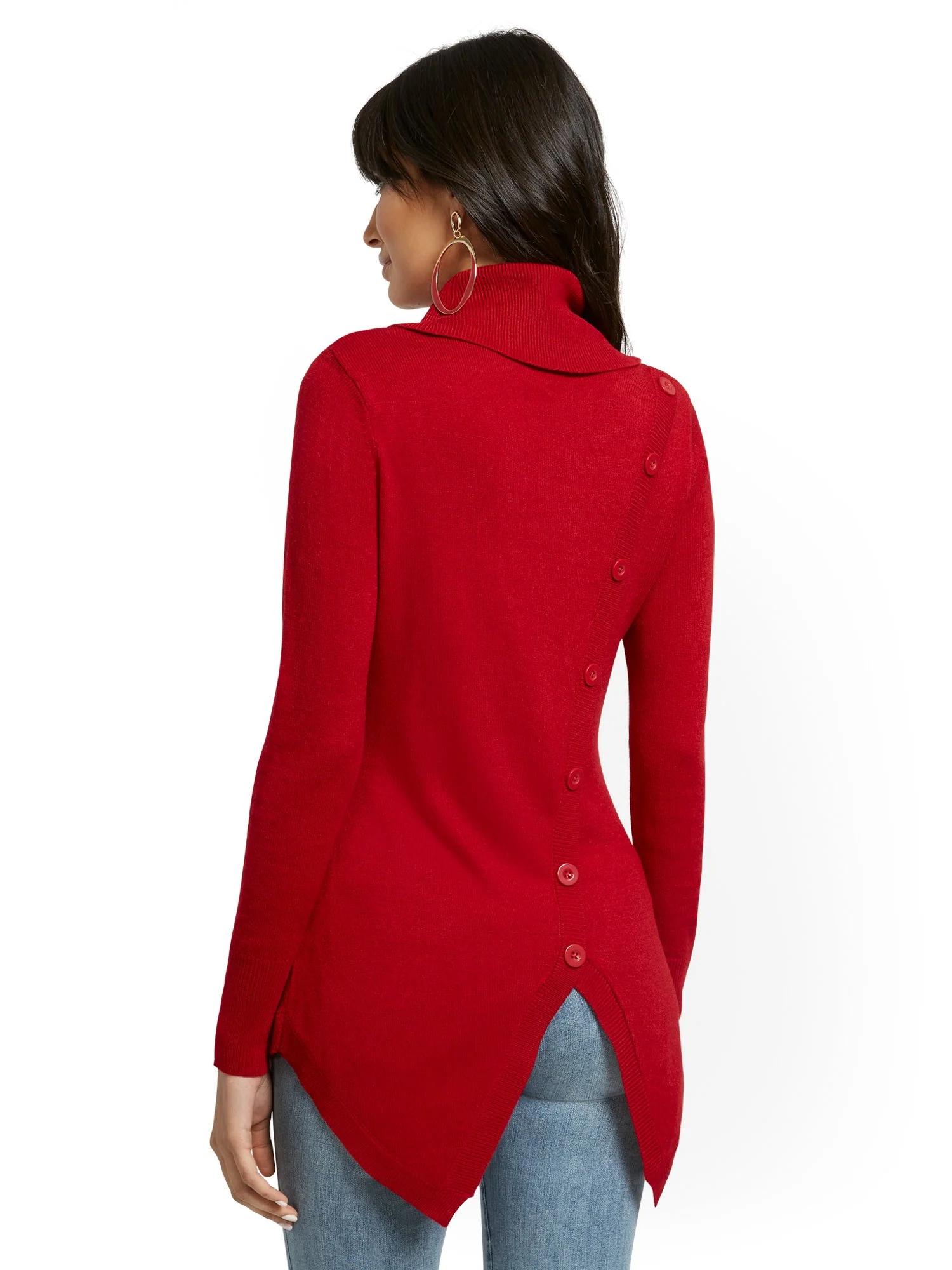 Cowl-Neck Back-Button Sweater - Image 7