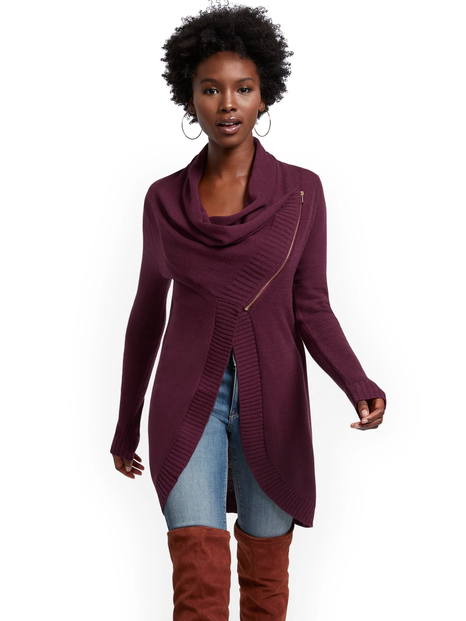 Cowlneck Zip-Front Cardigan - Image 12