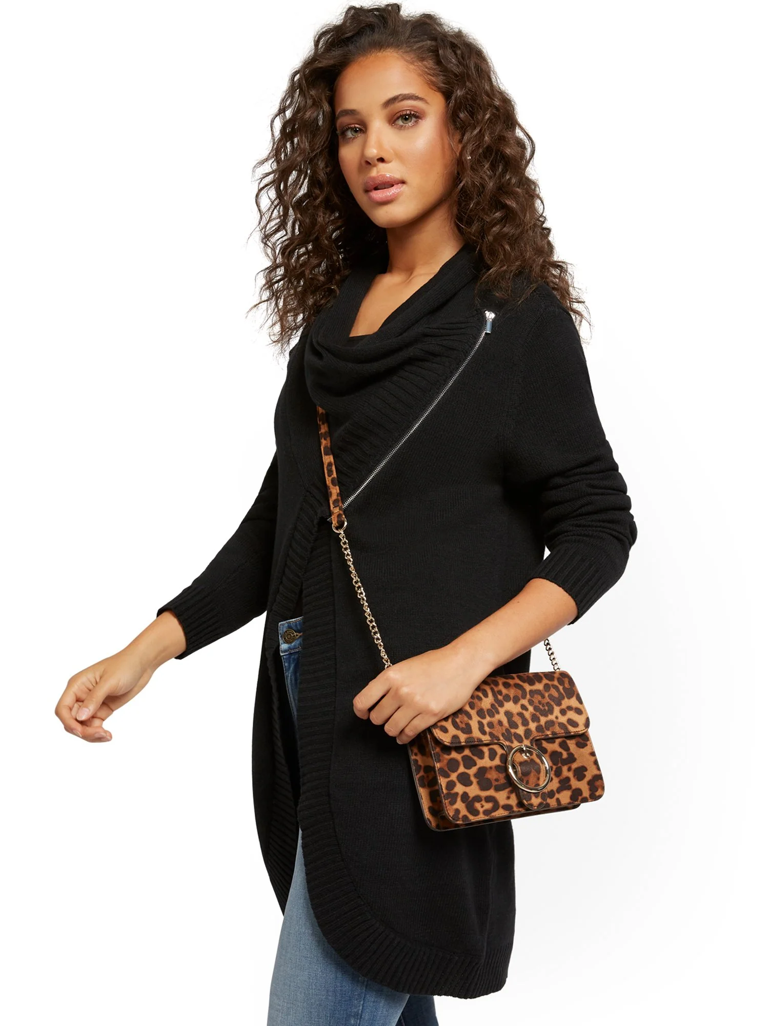Cowlneck Zip-Front Cardigan - Image 2