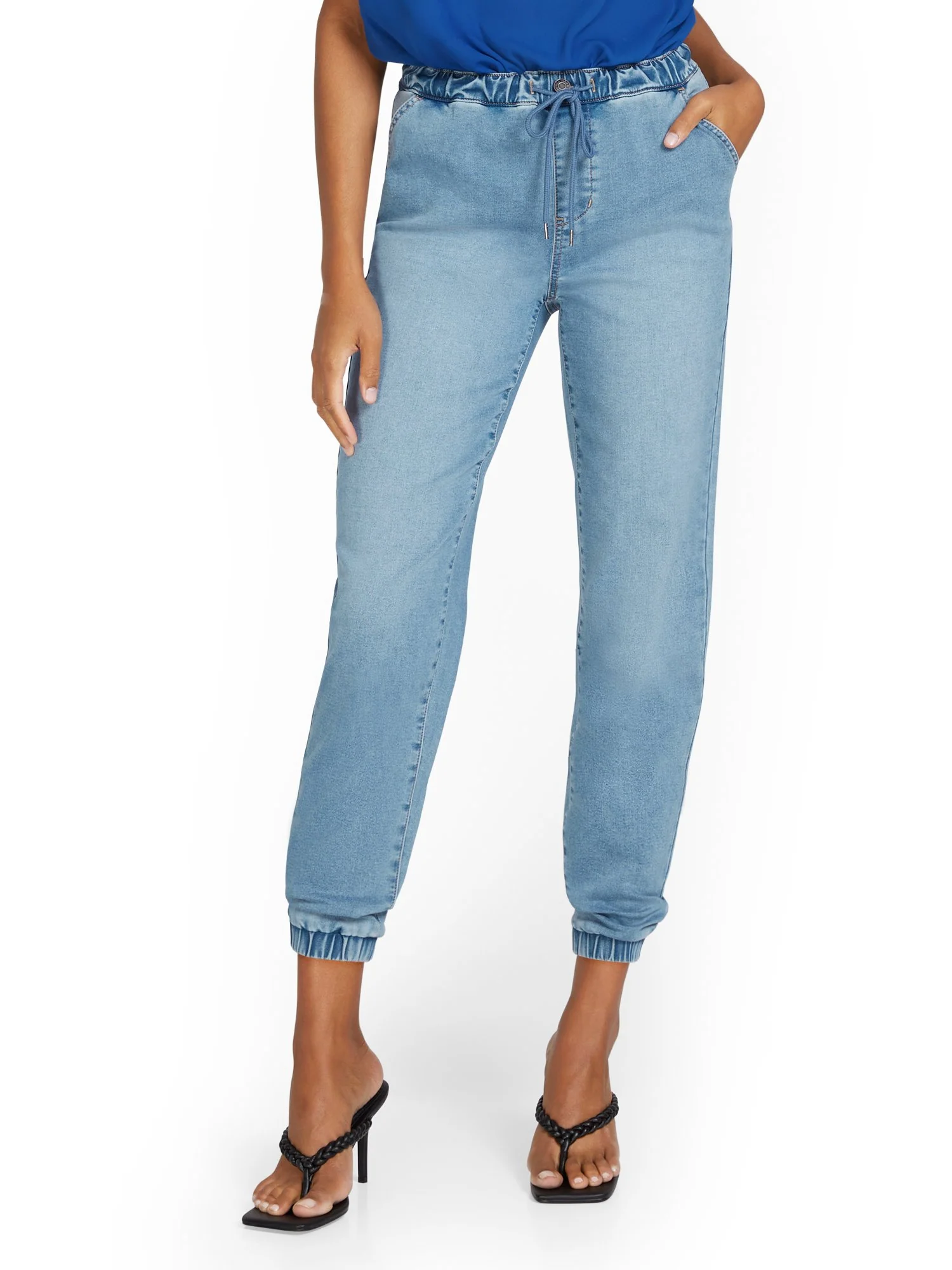 Cozy Cotton Denim Jogger Pant - Light Wash - Image 2