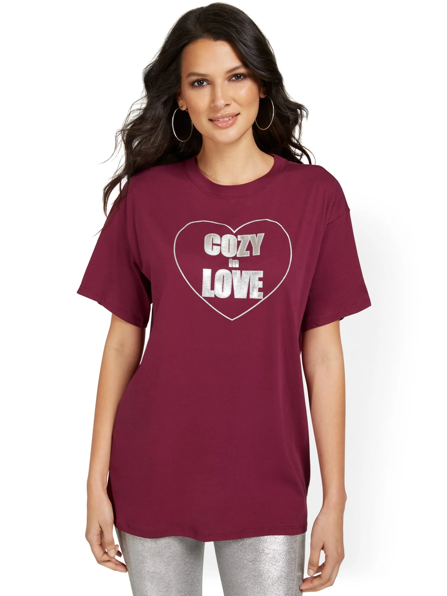 Cozy In Love Oversized Graphic Tee - Image 2