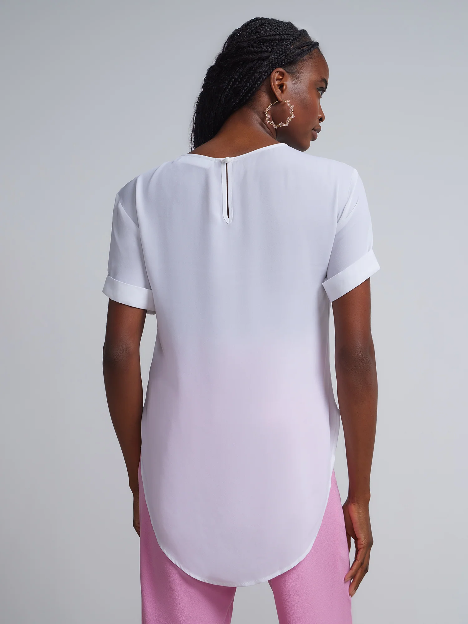 Crewneck Side-Slit Cuffed Tee - Image 7