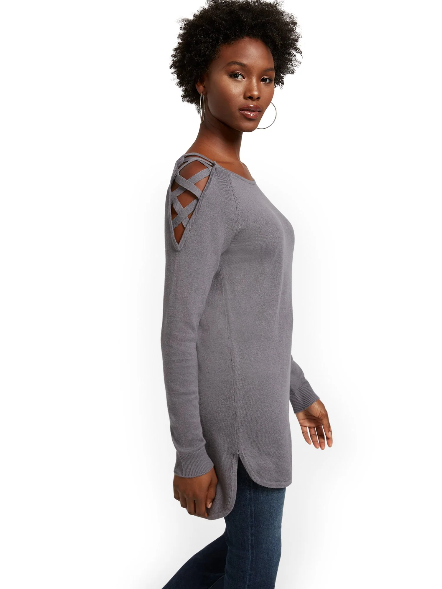 Crisscross Hi-Lo Tunic Sweater - Image 14