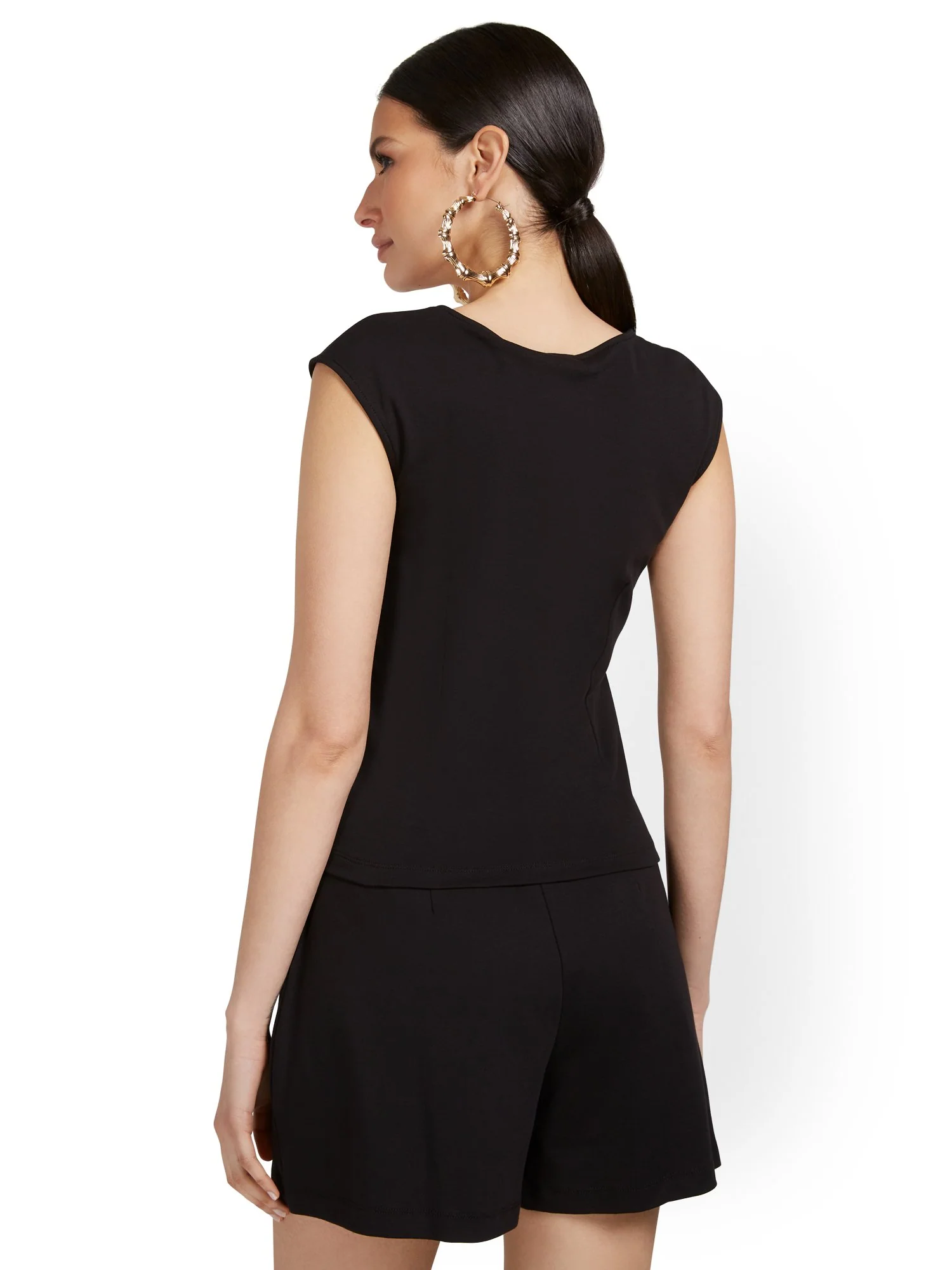 Crisscross V-Neck Cap-Sleeve Top - City Knits - Image 3