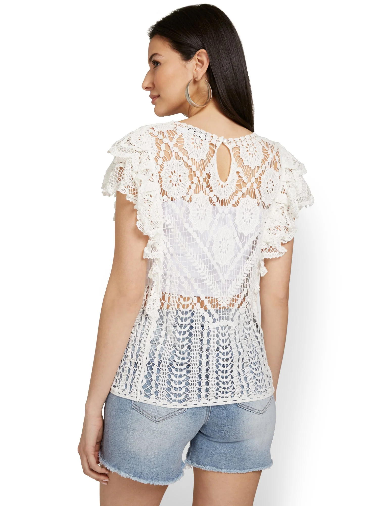 Crochet Flutter-Sleeve Top - Image 3