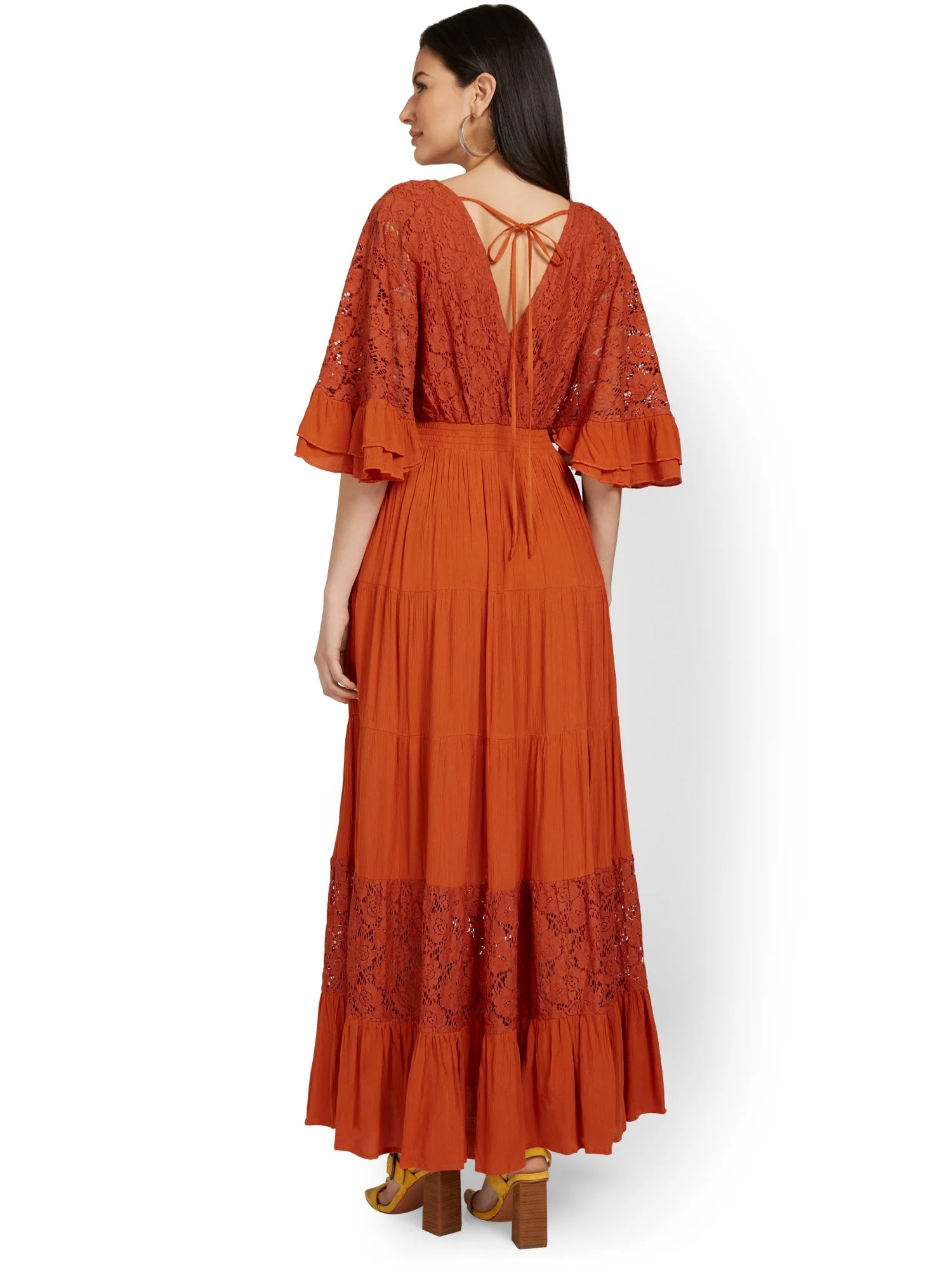 Crochet-Inset Kimono-Sleeve Maxi Dress - Image 3