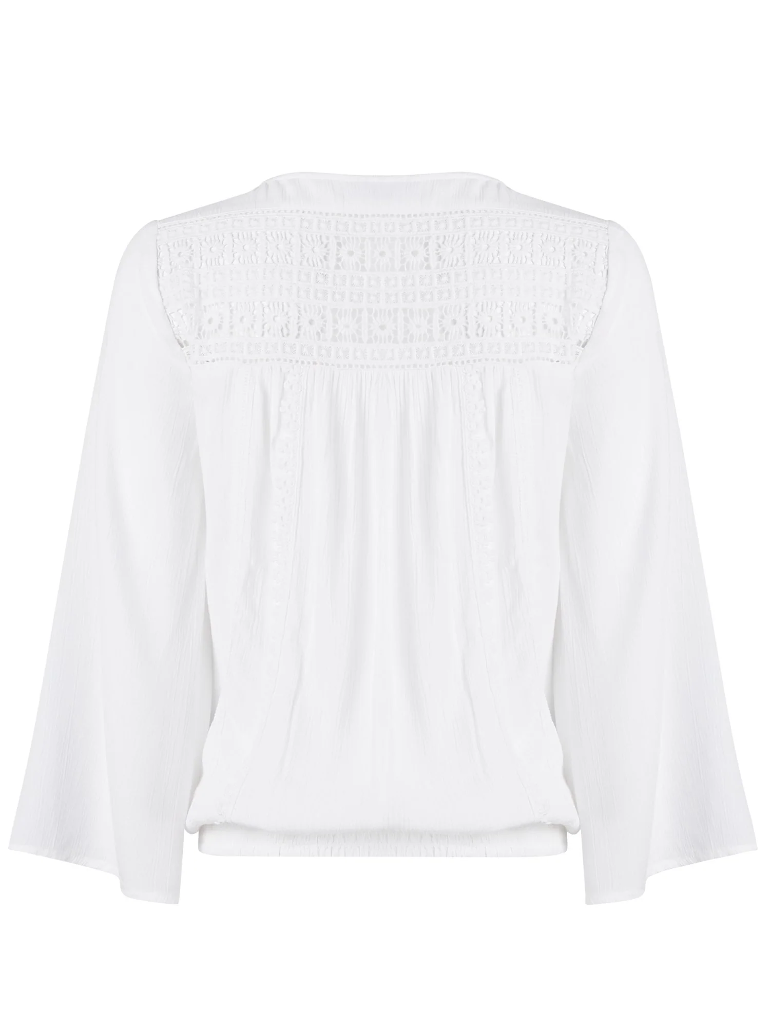 Crochet-Inset Tie-Front Blouse - Image 3