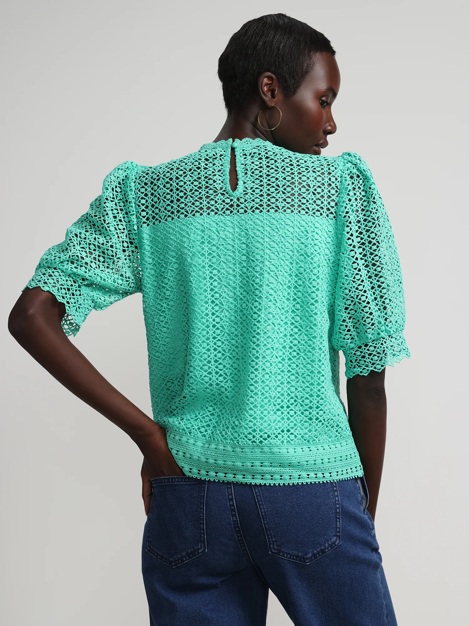 Crochet Ruffle-Front Top - Image 3
