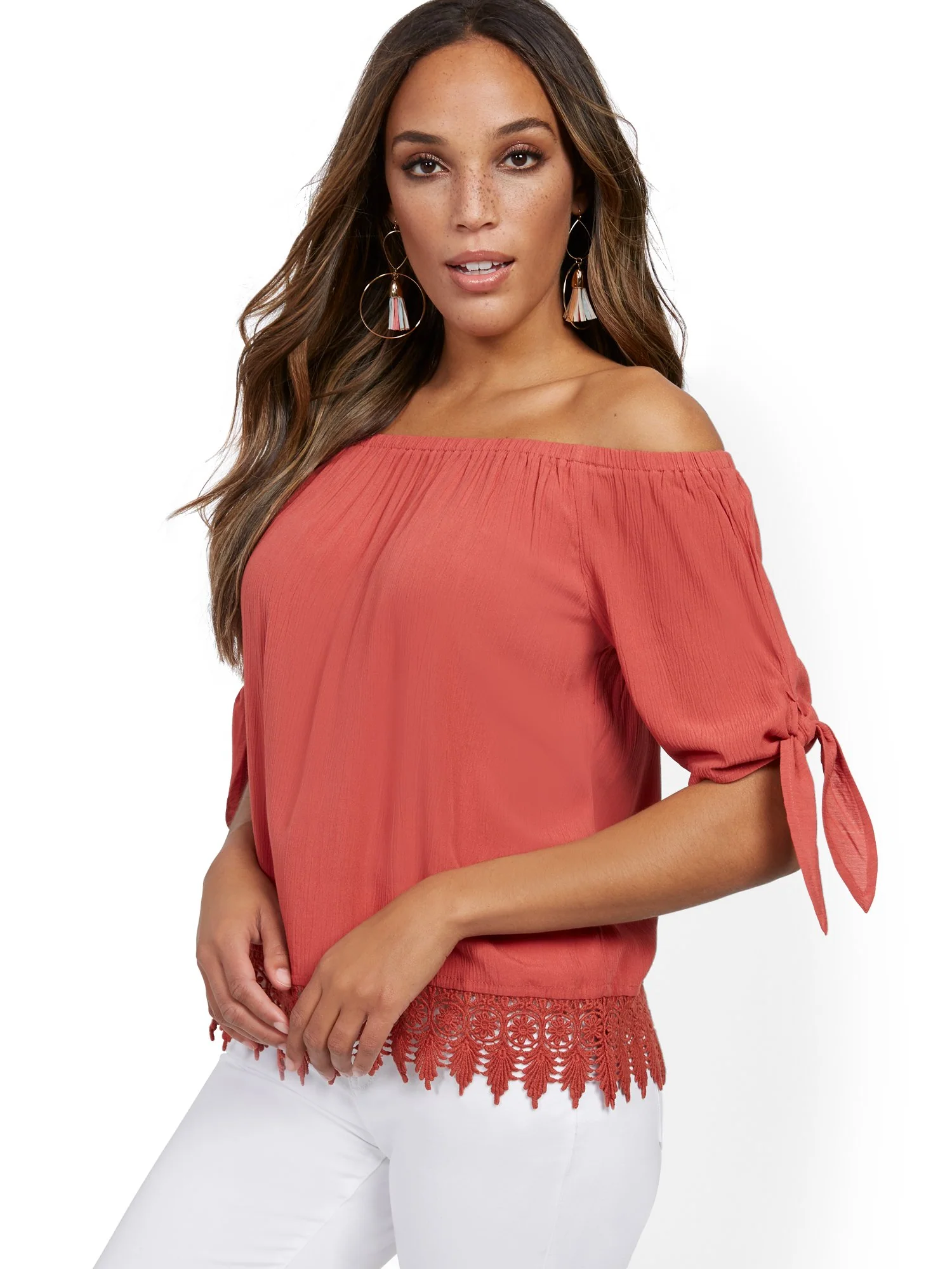 Crochet-Trim Off-The-Shoulder Top - Image 4
