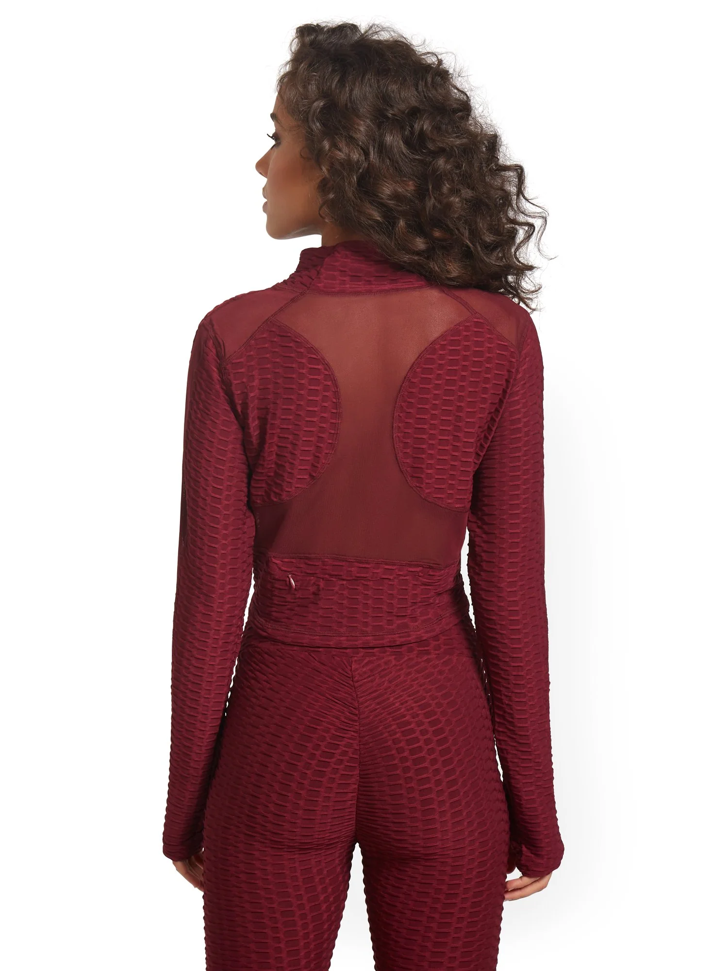Cropped Mesh Cut-Out Jacket - Image 6