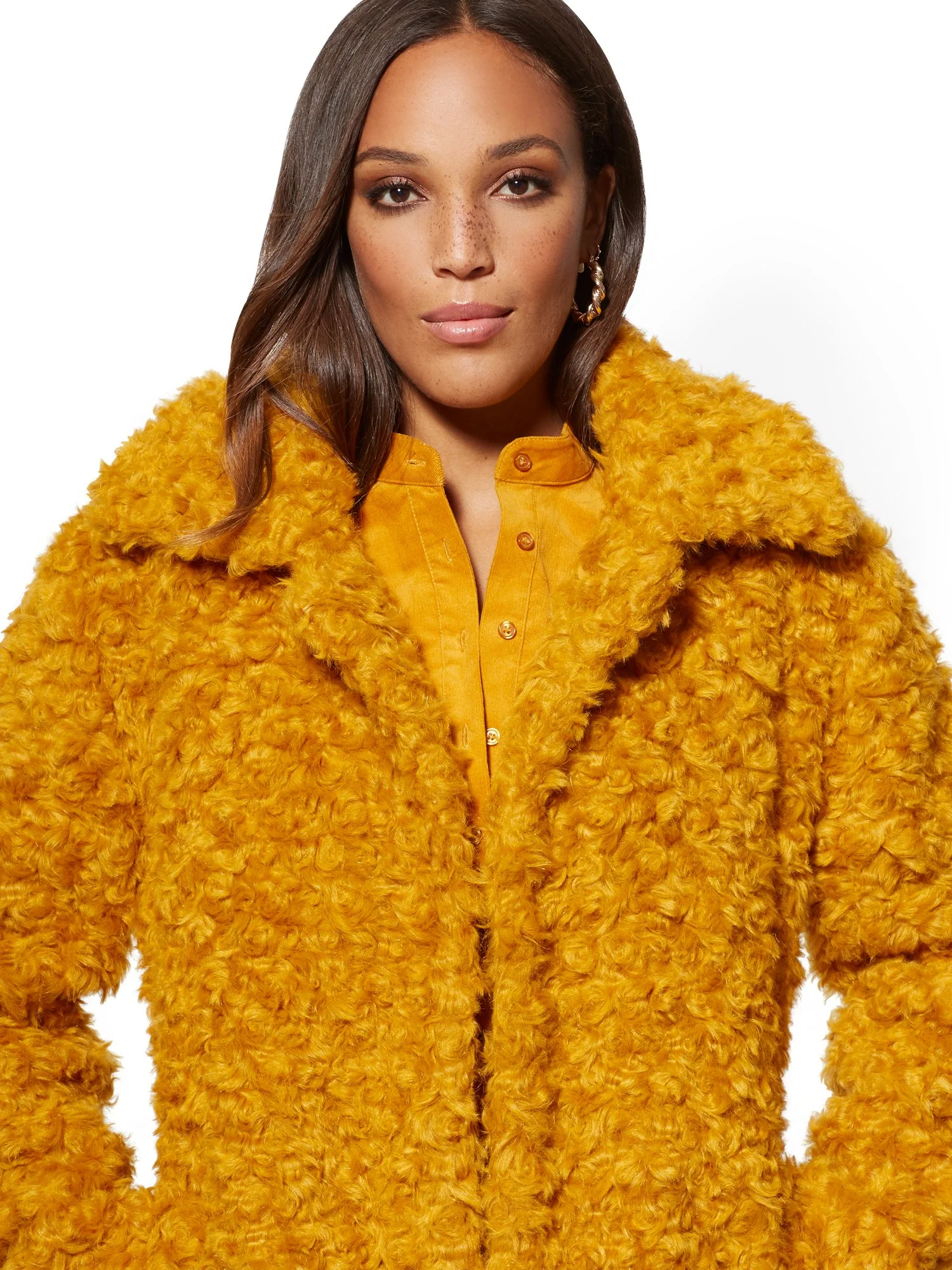 Curly Faux-Fur Coat - Image 11