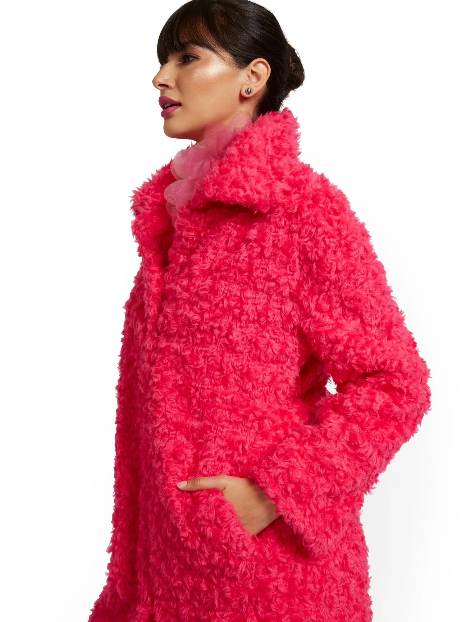 Curly Faux-Fur Coat - Image 3