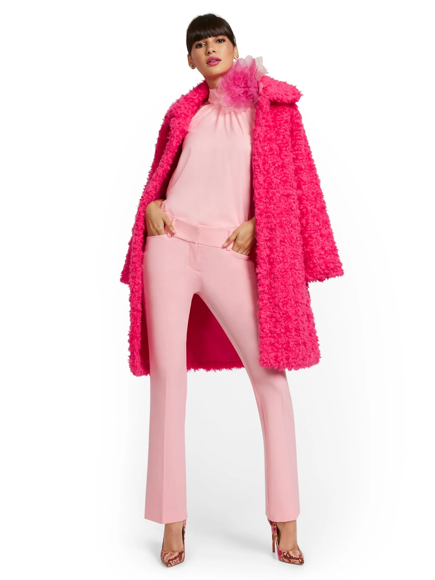 Curly Faux-Fur Coat - Image 4