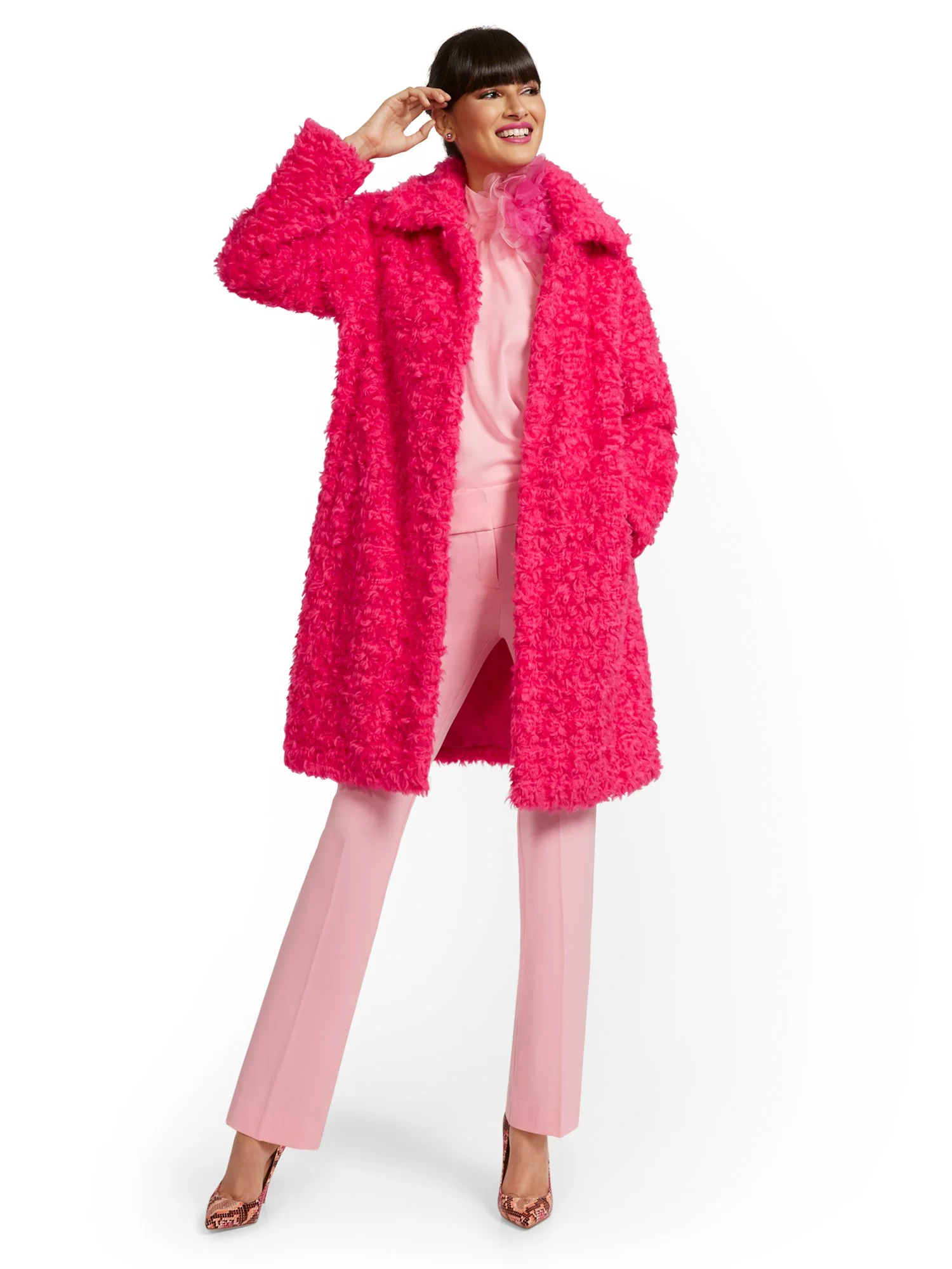 Curly Faux-Fur Coat - Image 6