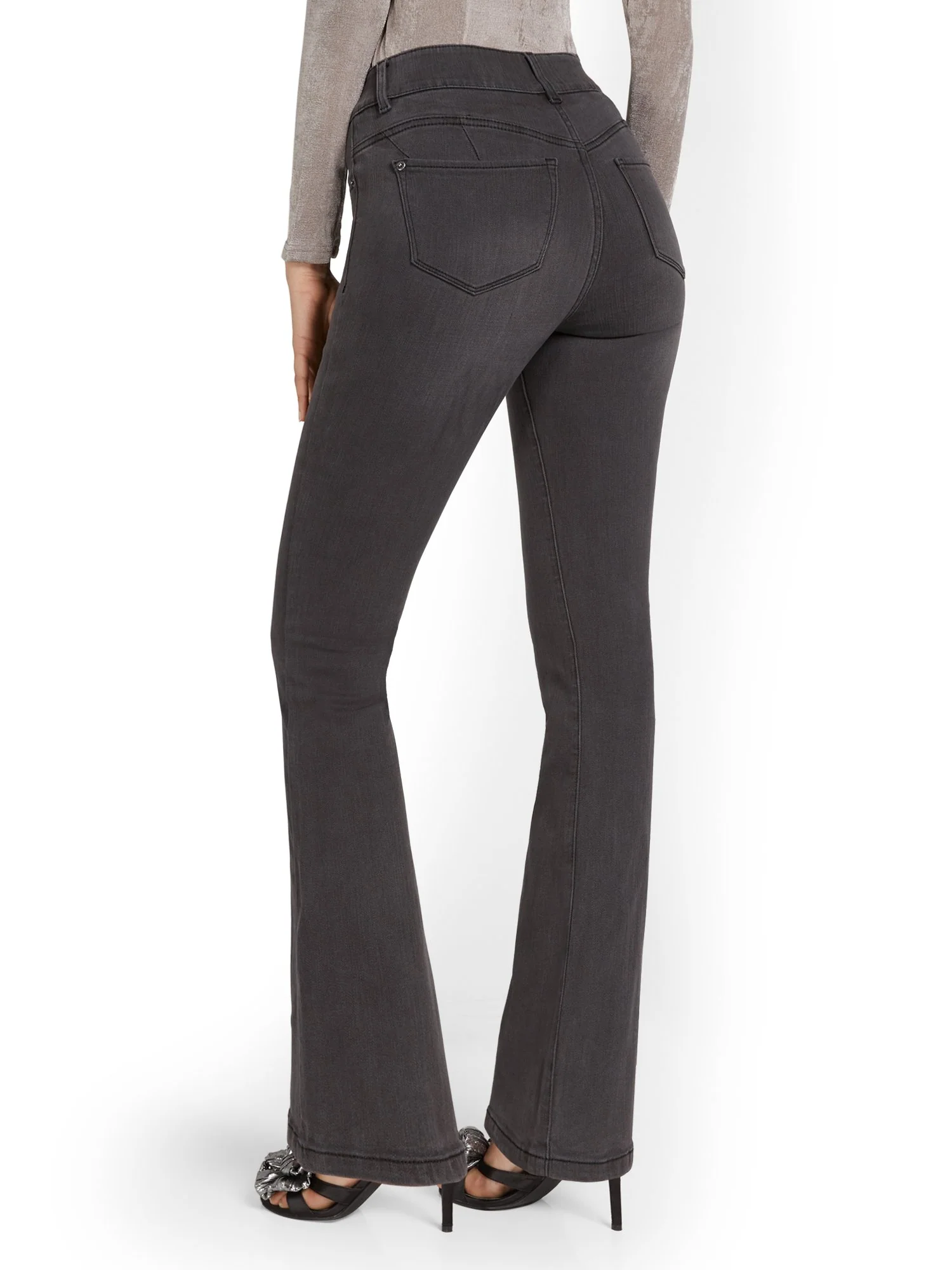 Curvy High-Waisted Bootcut Jeans - Grey - Image 3