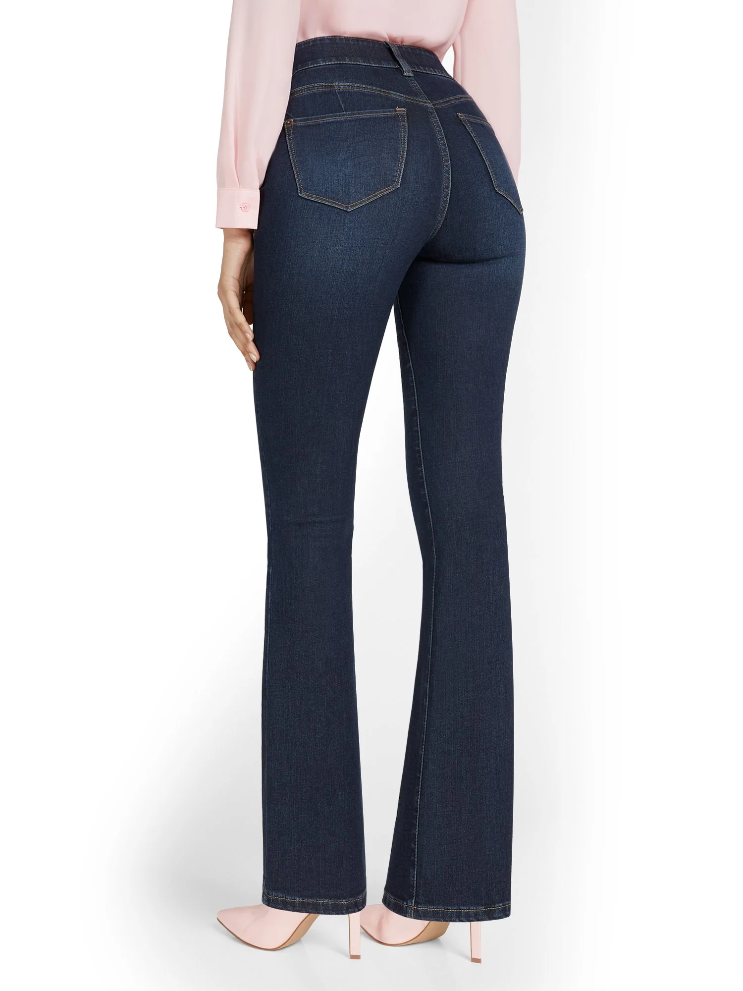 Curvy High-Waisted Bootcut Jeans - Medium Wash - Image 3
