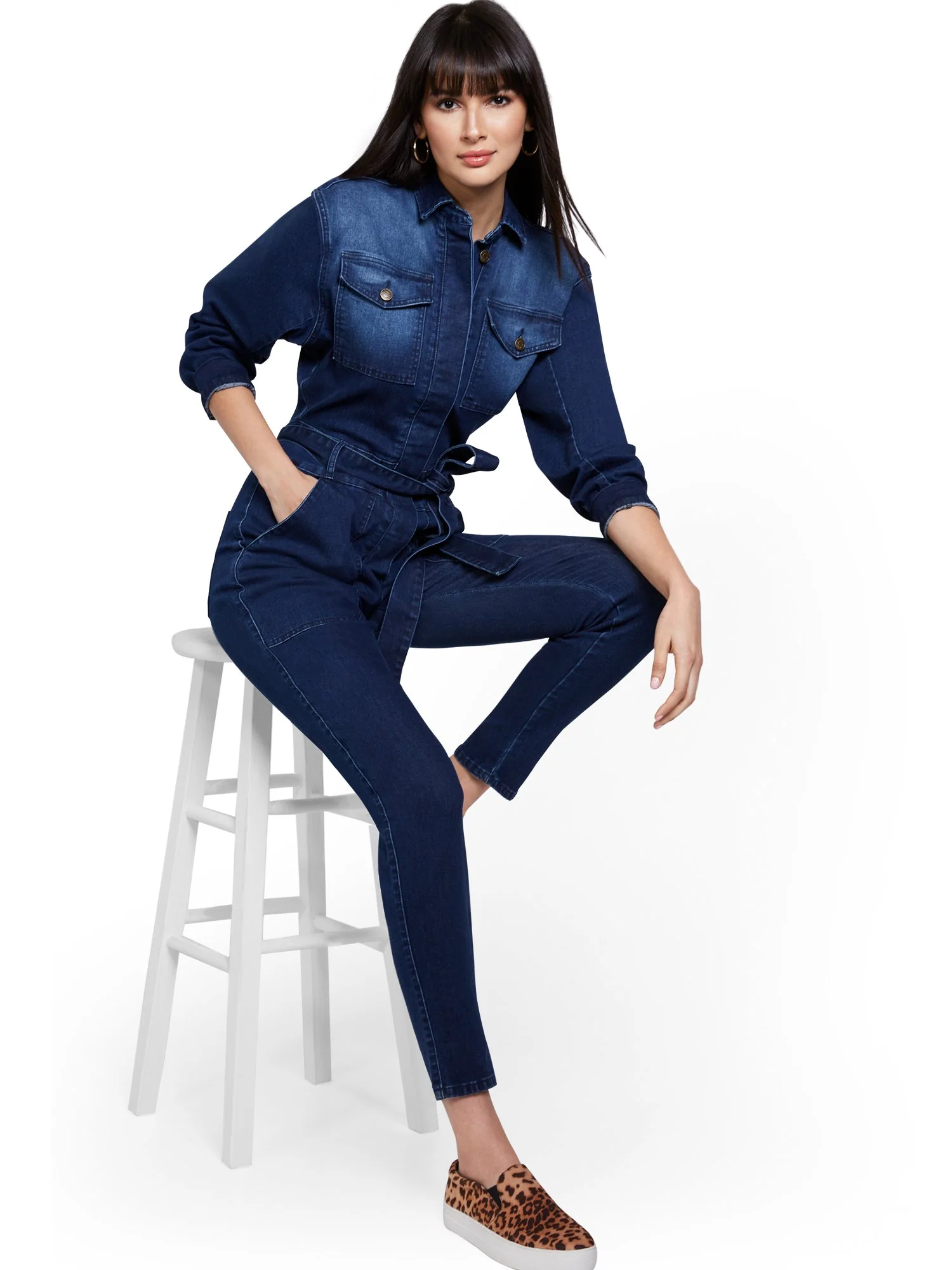 Dark Wash Denim Jumpsuit - Image 2