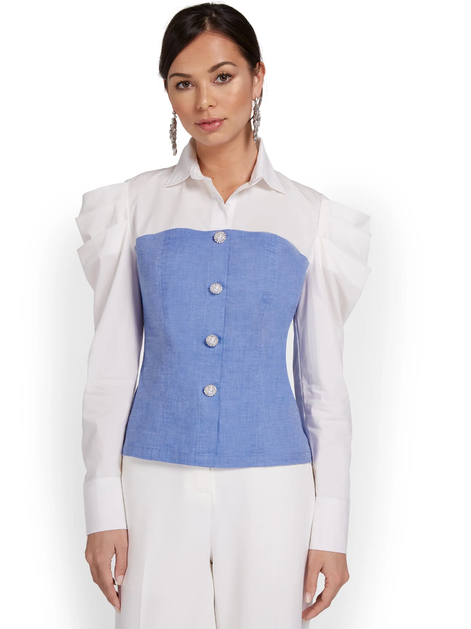 Denim Corset Twofer Top