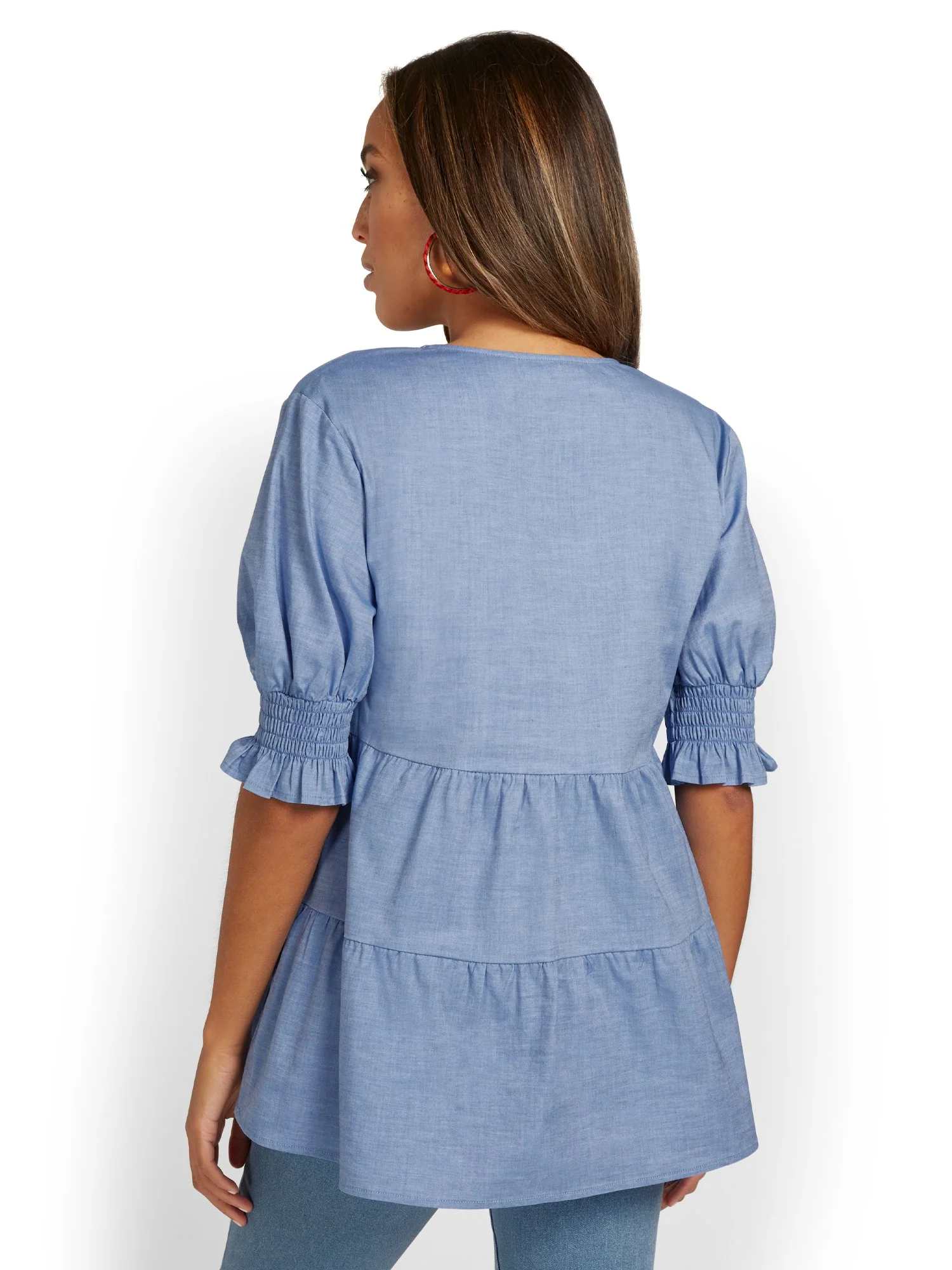Denim Tiered Babydoll Top - Image 3