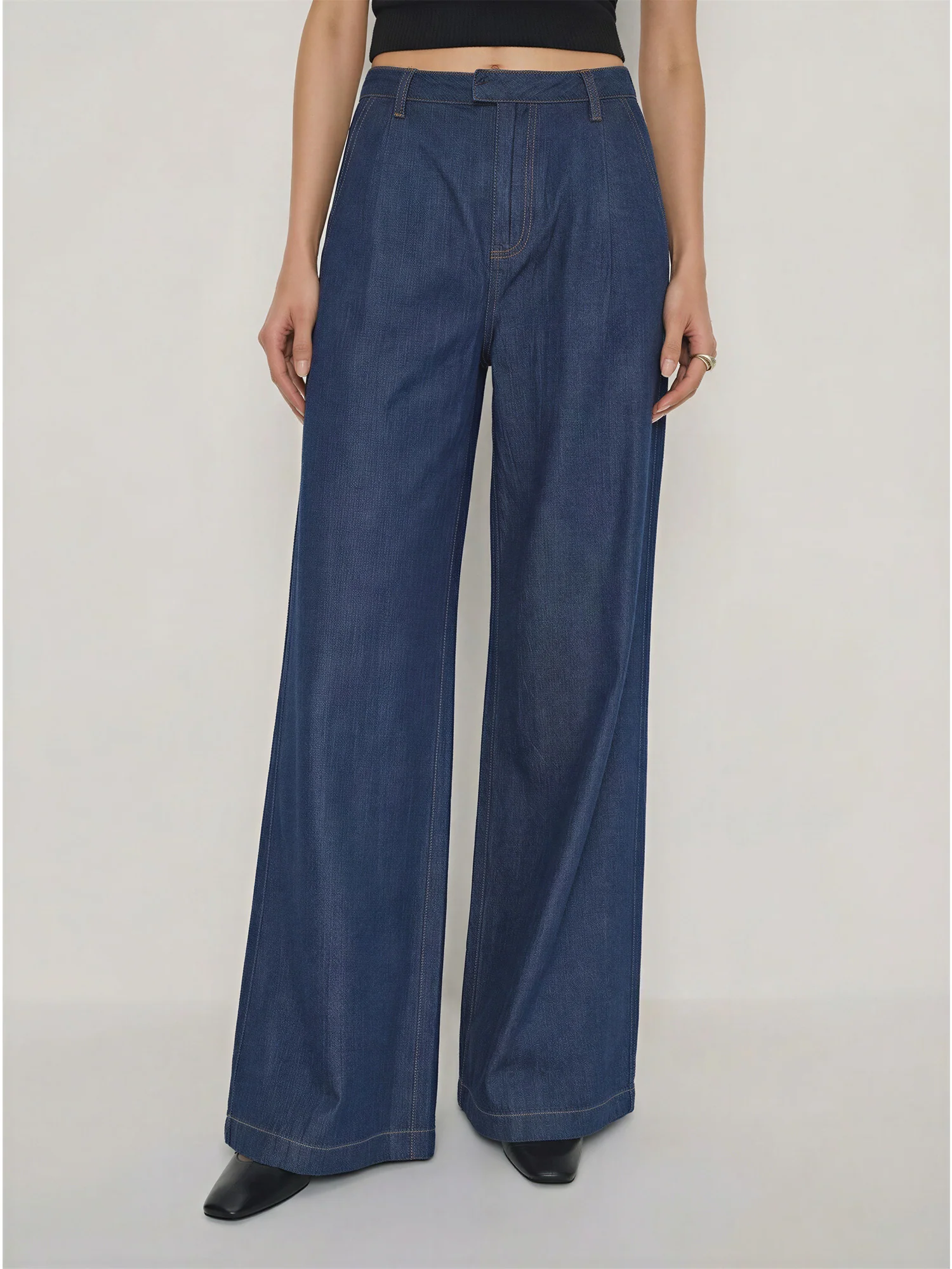 Denim Wide Leg Trousers - Image 2