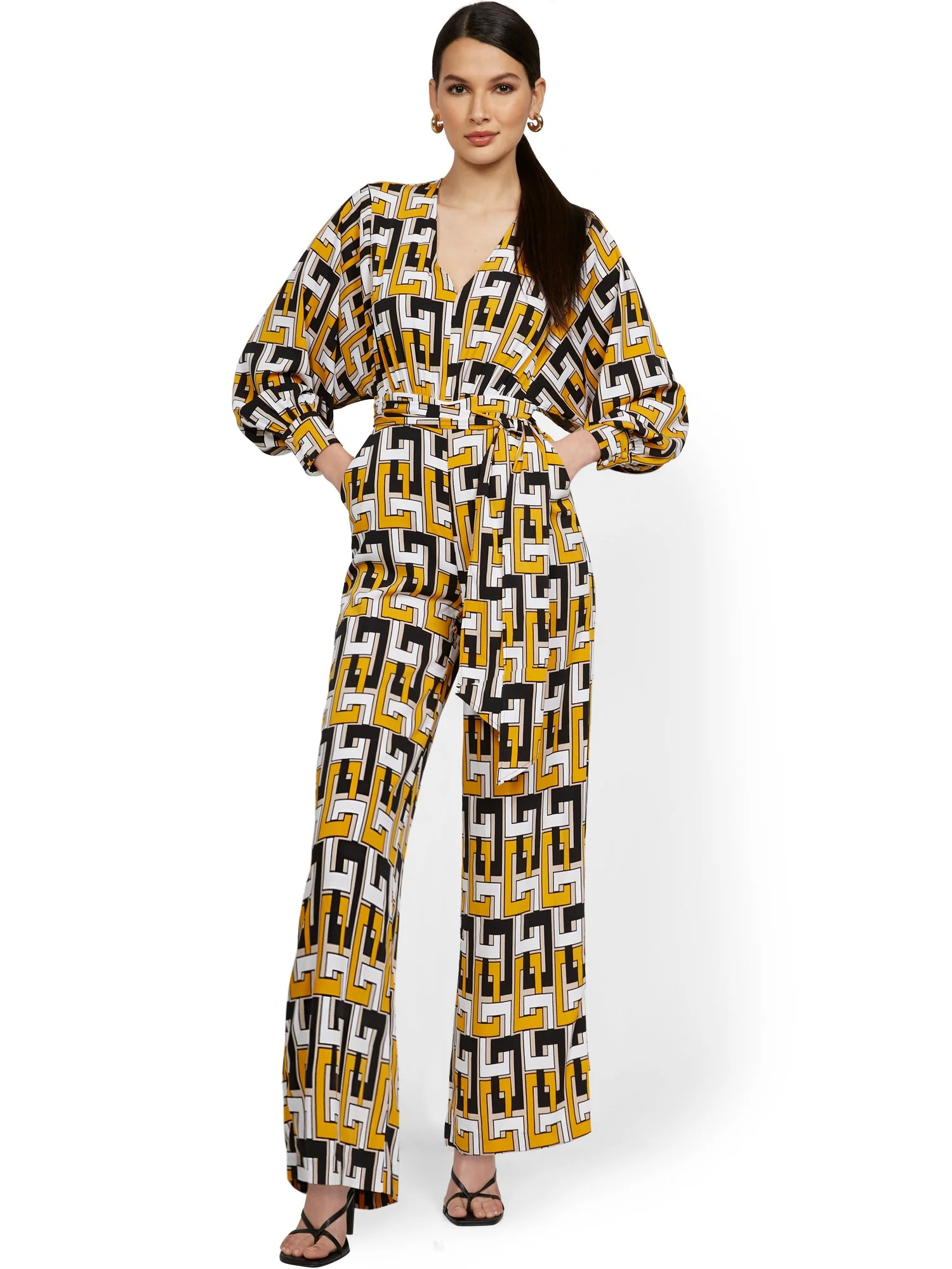 Dolman-Sleeve Geo-Chain Jumpsuit - Image 2