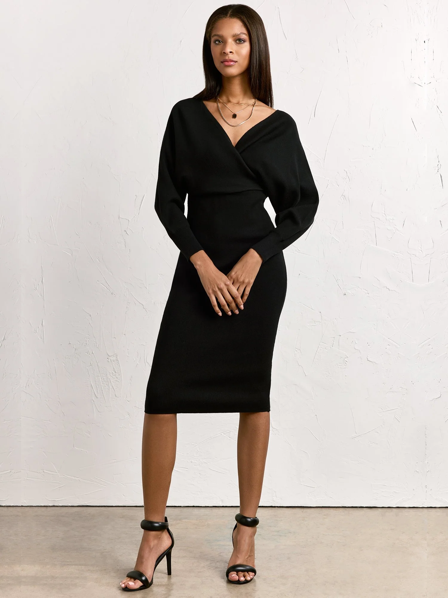 Dolman Wrap Sweater Dress - Dee Elly - Image 2