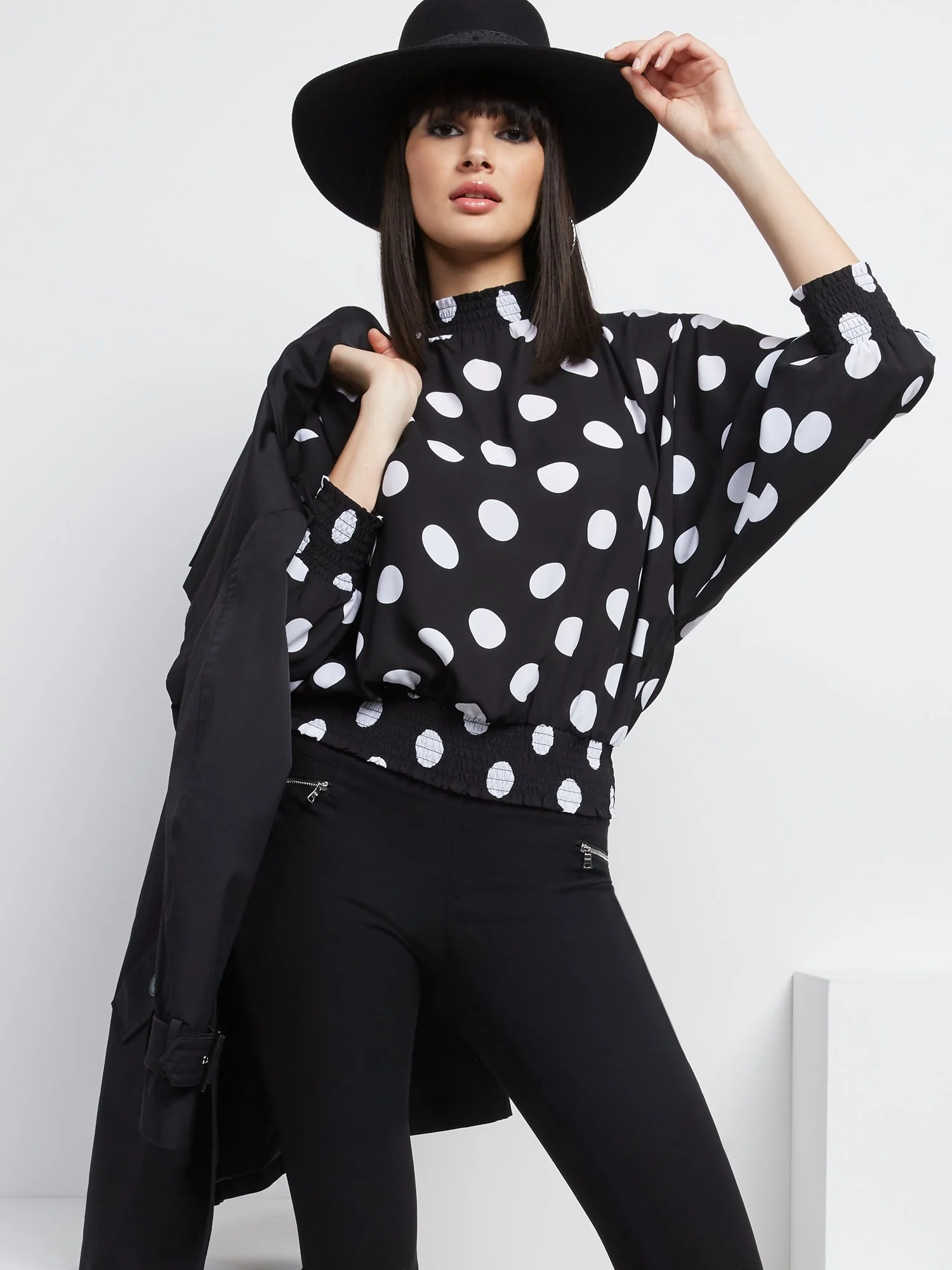Dot-Print Dolman-Sleeve Top - Image 2