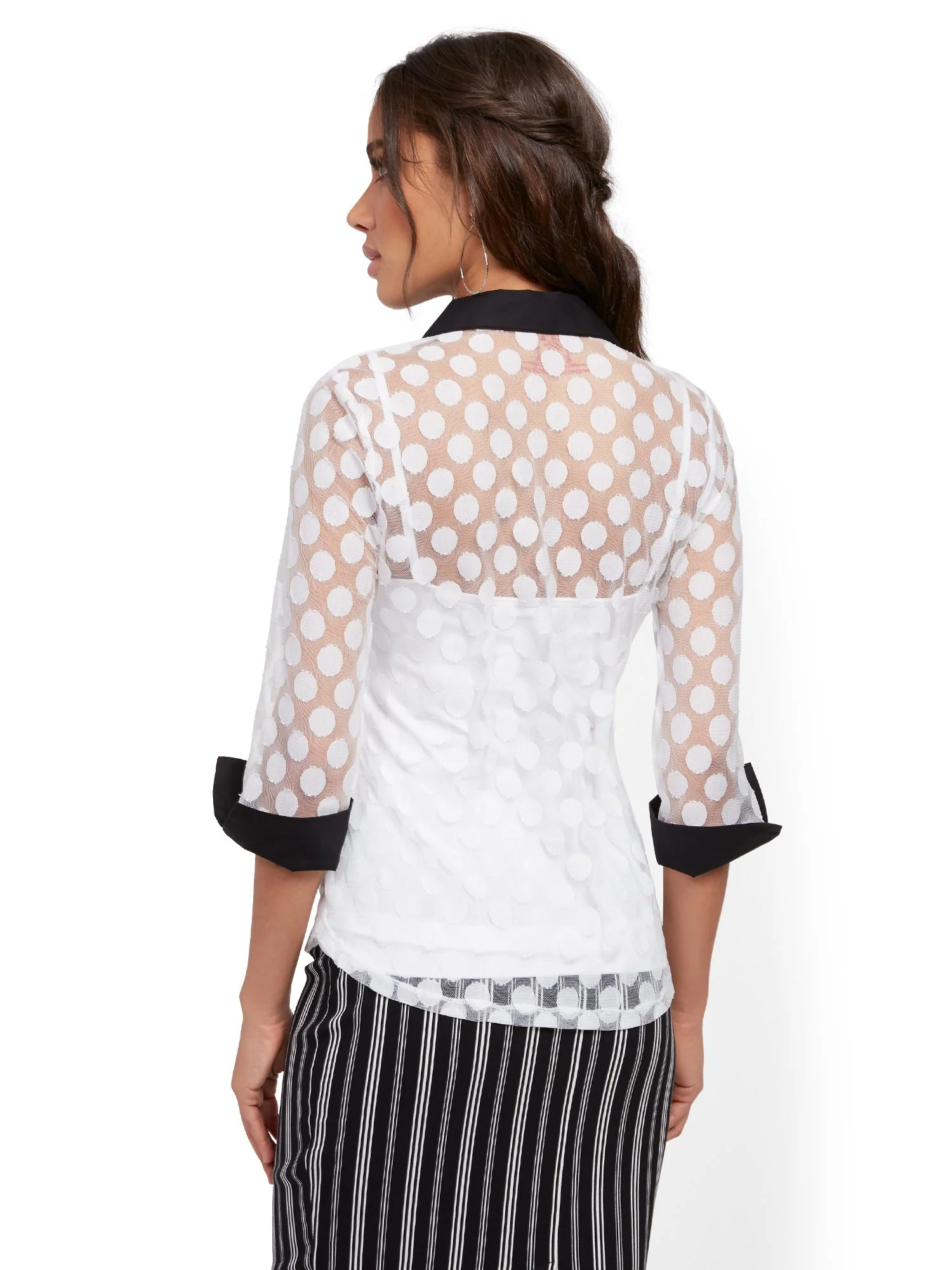 Dot-Print Mesh Top - 7th Avenue - Image 3