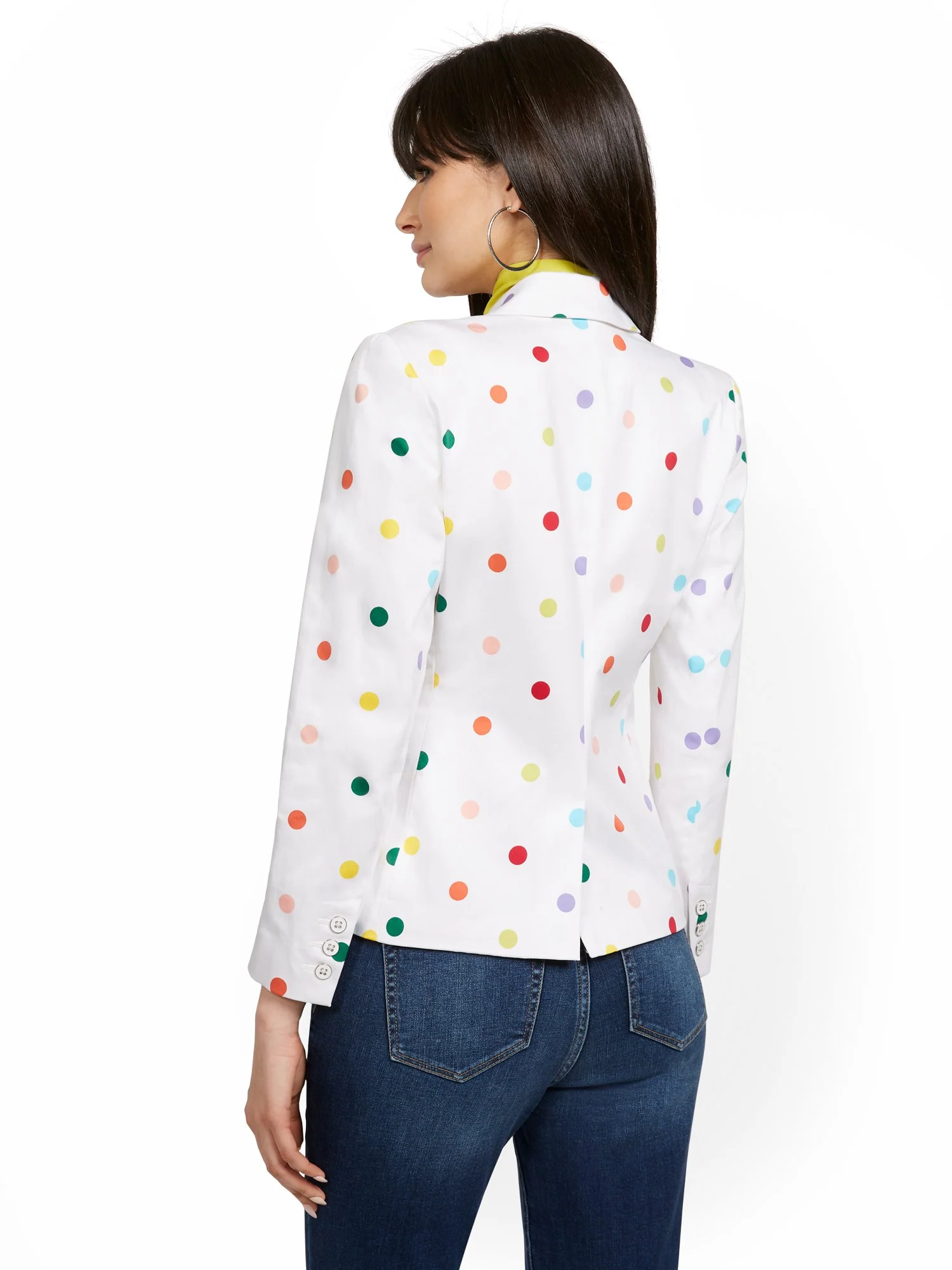 Dot-Print One-Button Jacket - 7th Avenue - Image 3