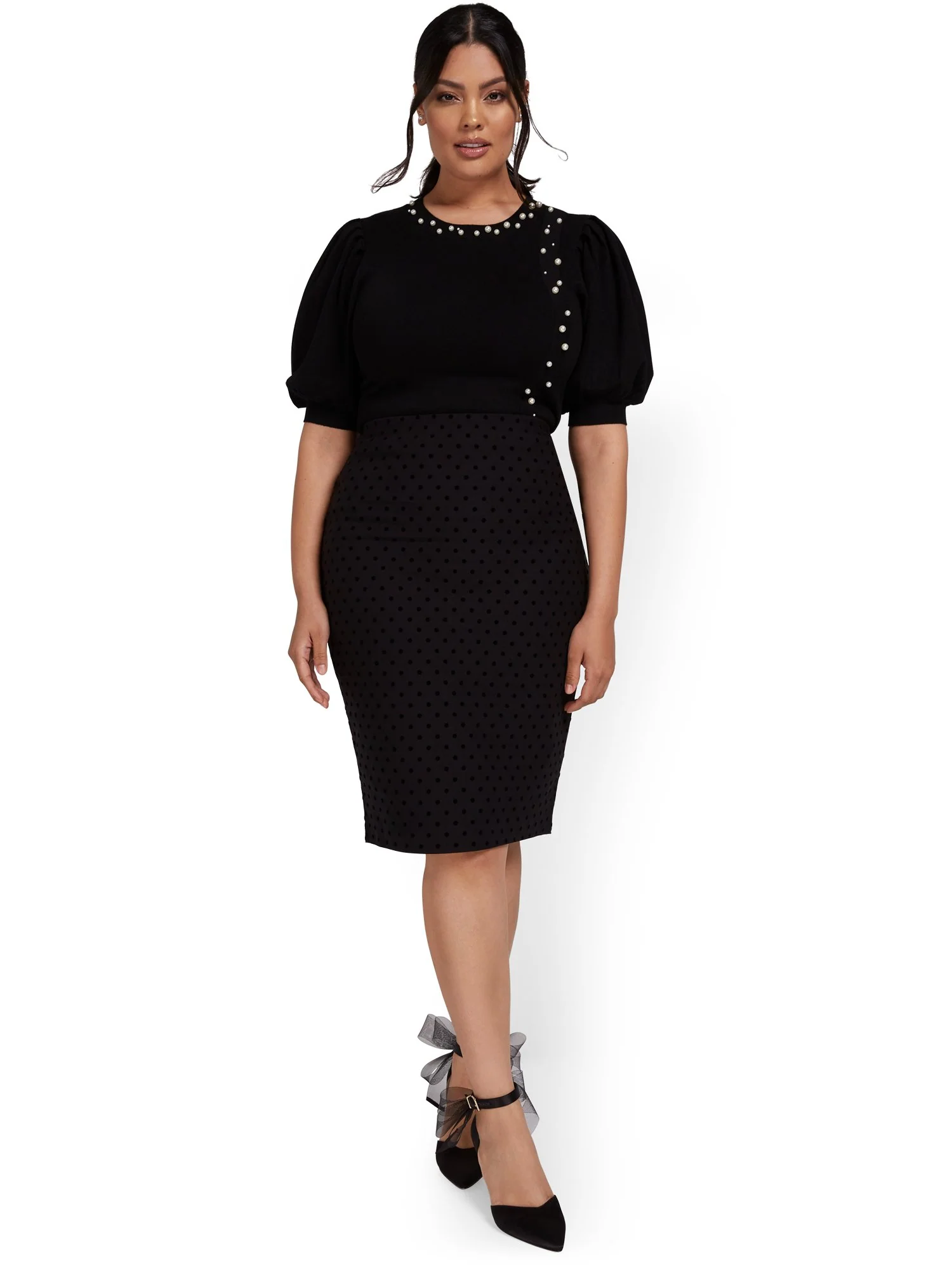 Dot-Print Pencil Skirt - Image 5