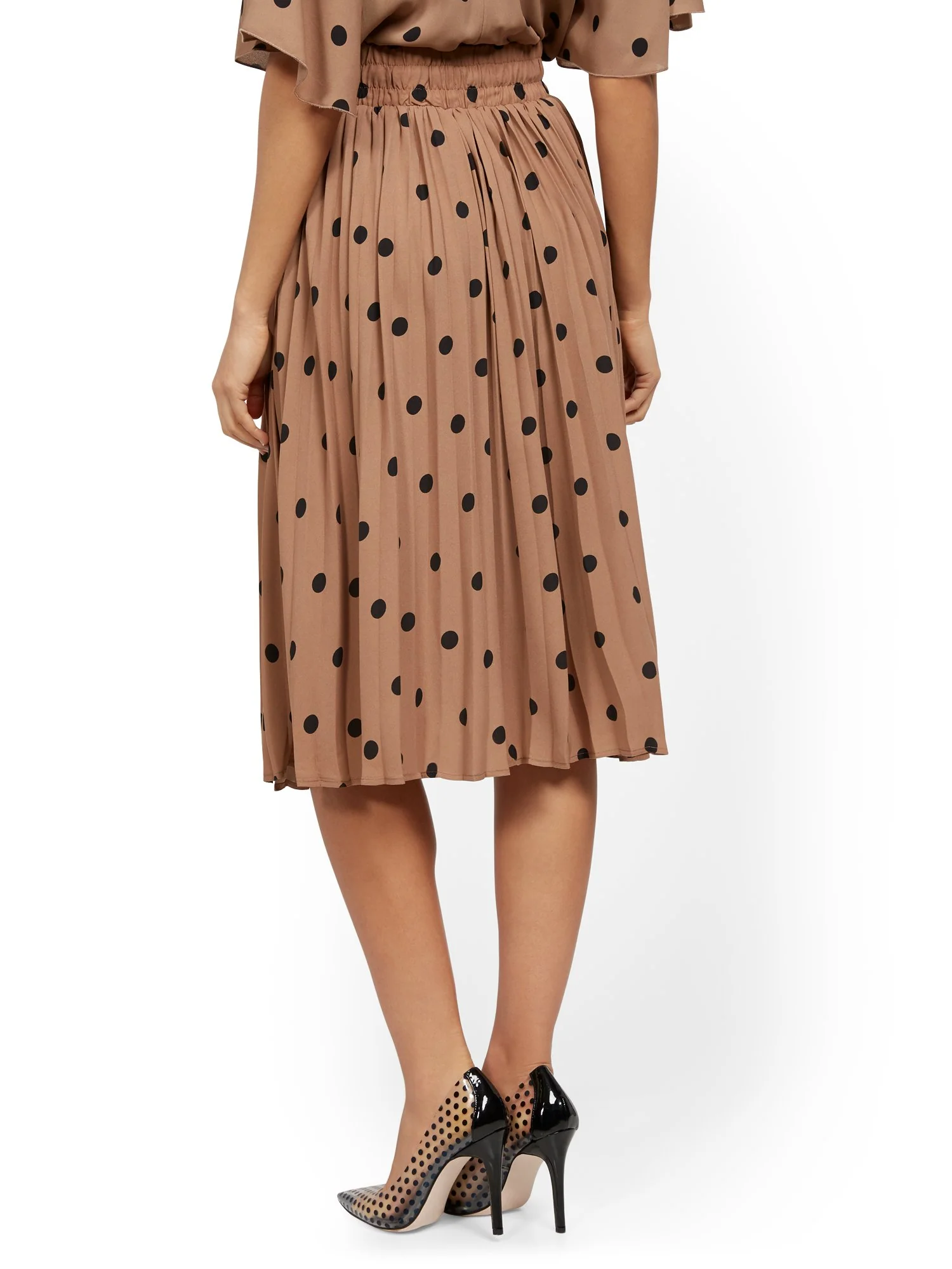 Dot-Print Pleated Skirt - Image 3