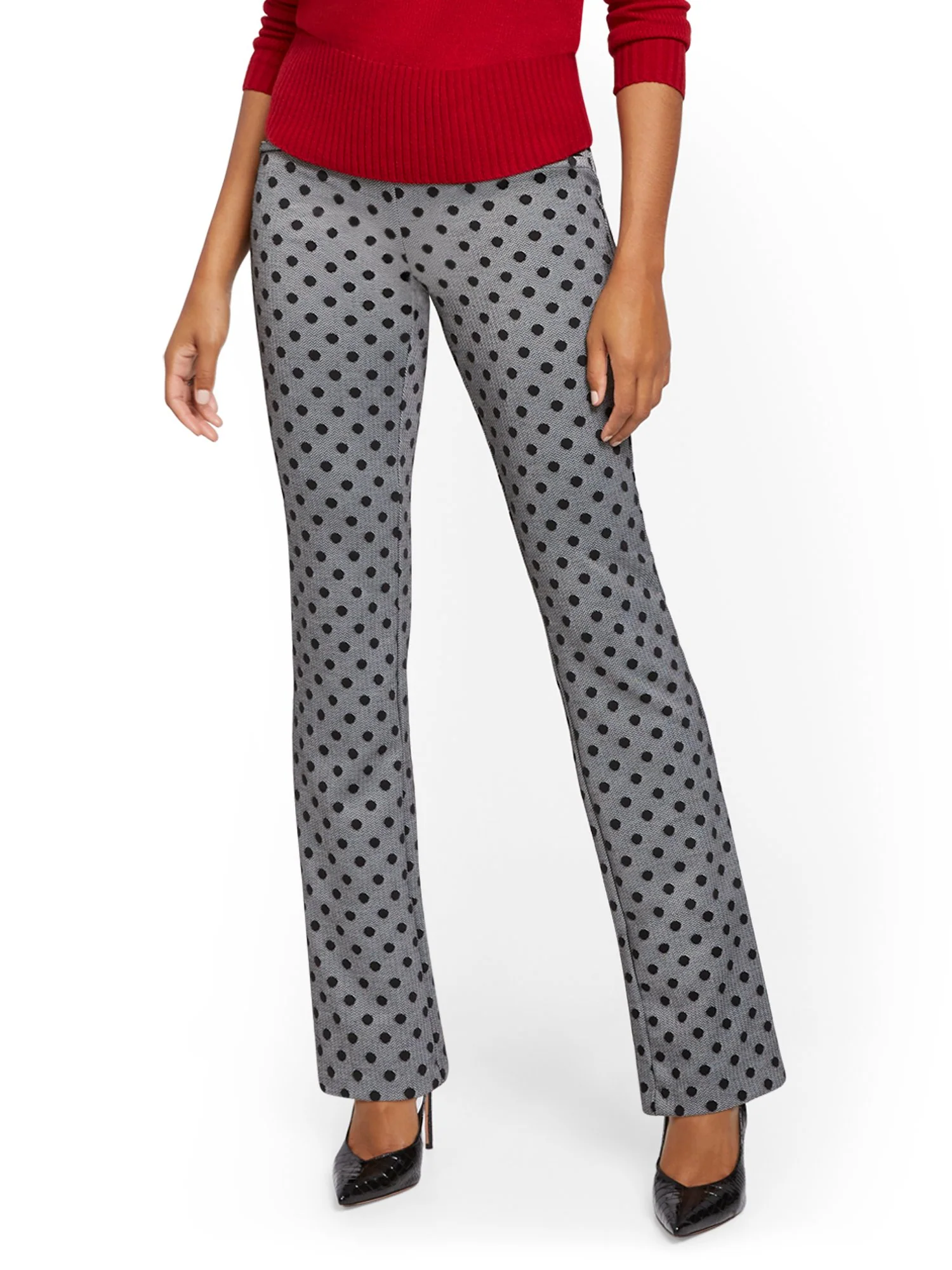 Dot-Print Pull-On Bootcut Ponte Pant - Superflex
