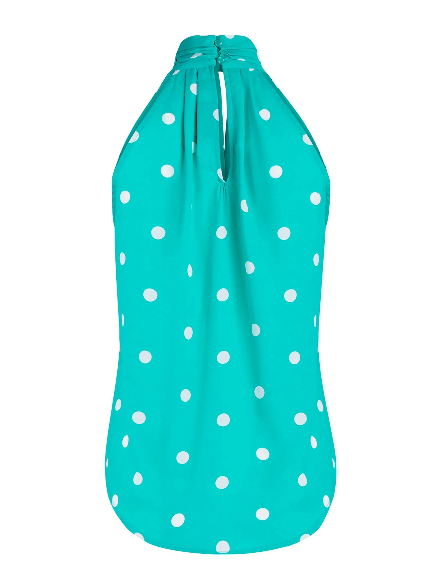 Dot-Print Tie-Front Halter Top - Image 3