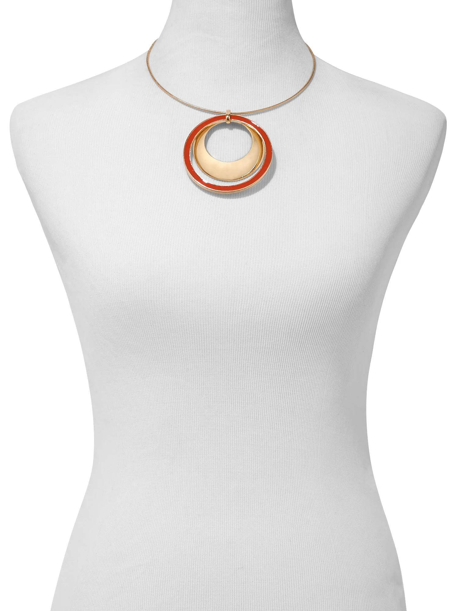 Double-Circle Pendant Collar Necklace - Image 2