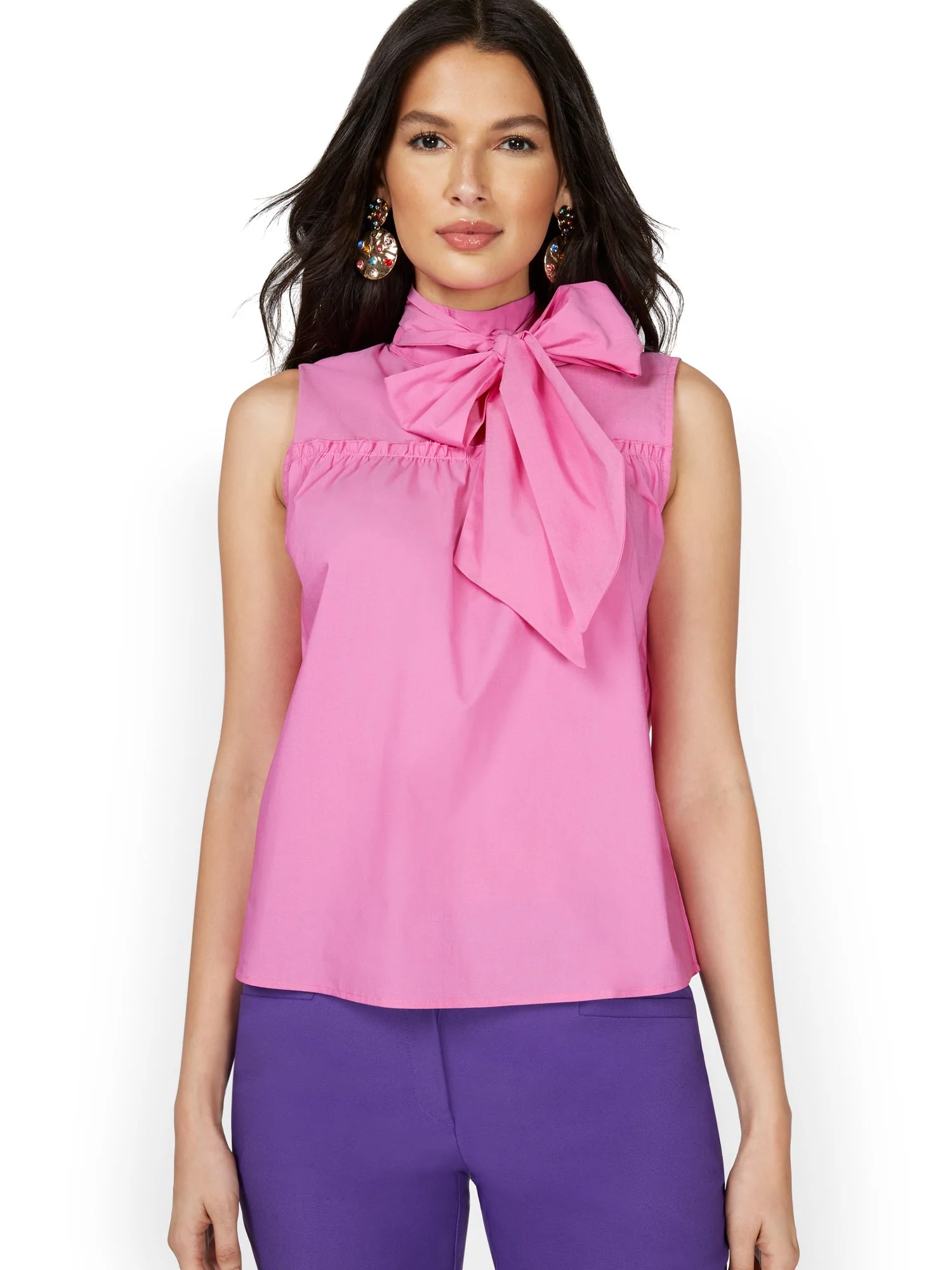 Drama Bow Poplin Top - Image 6