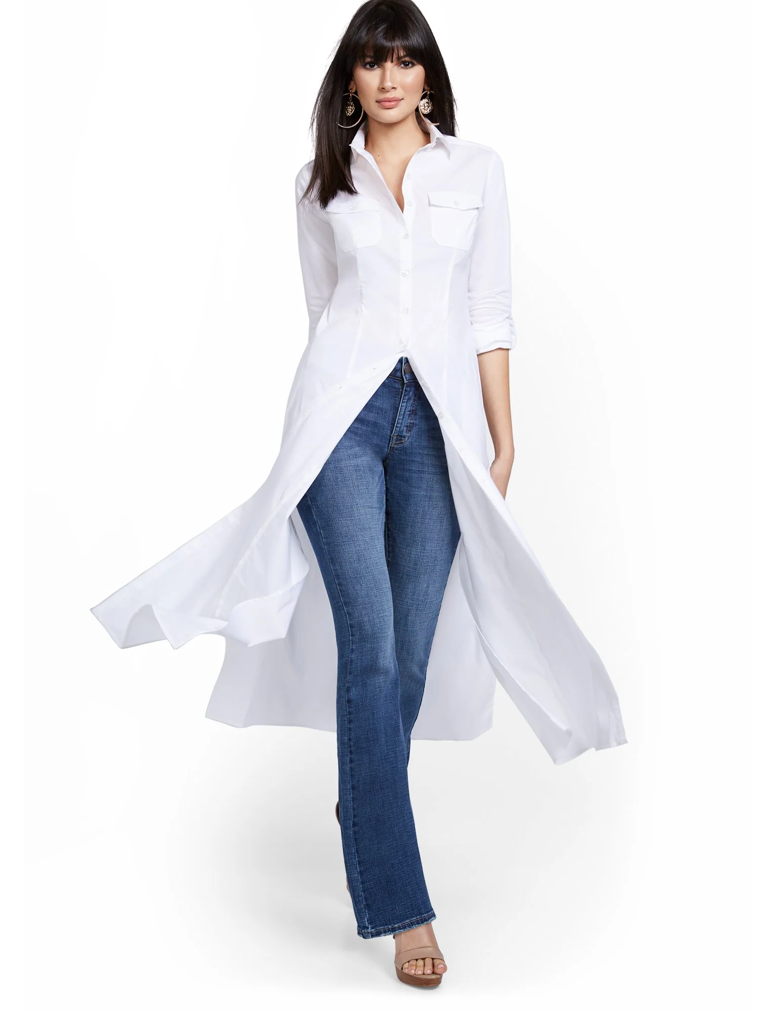 Drama Maxi Button-Front Poplin Top - Image 2