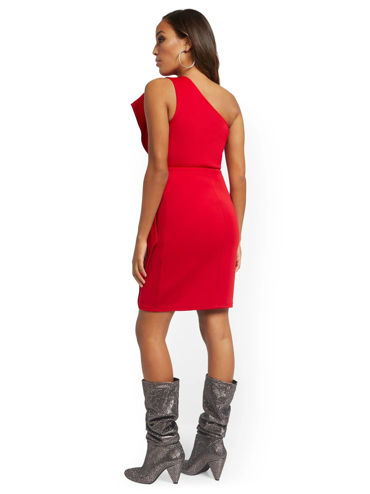 Dramatic One-Shoulder Scuba Dress - Image 3