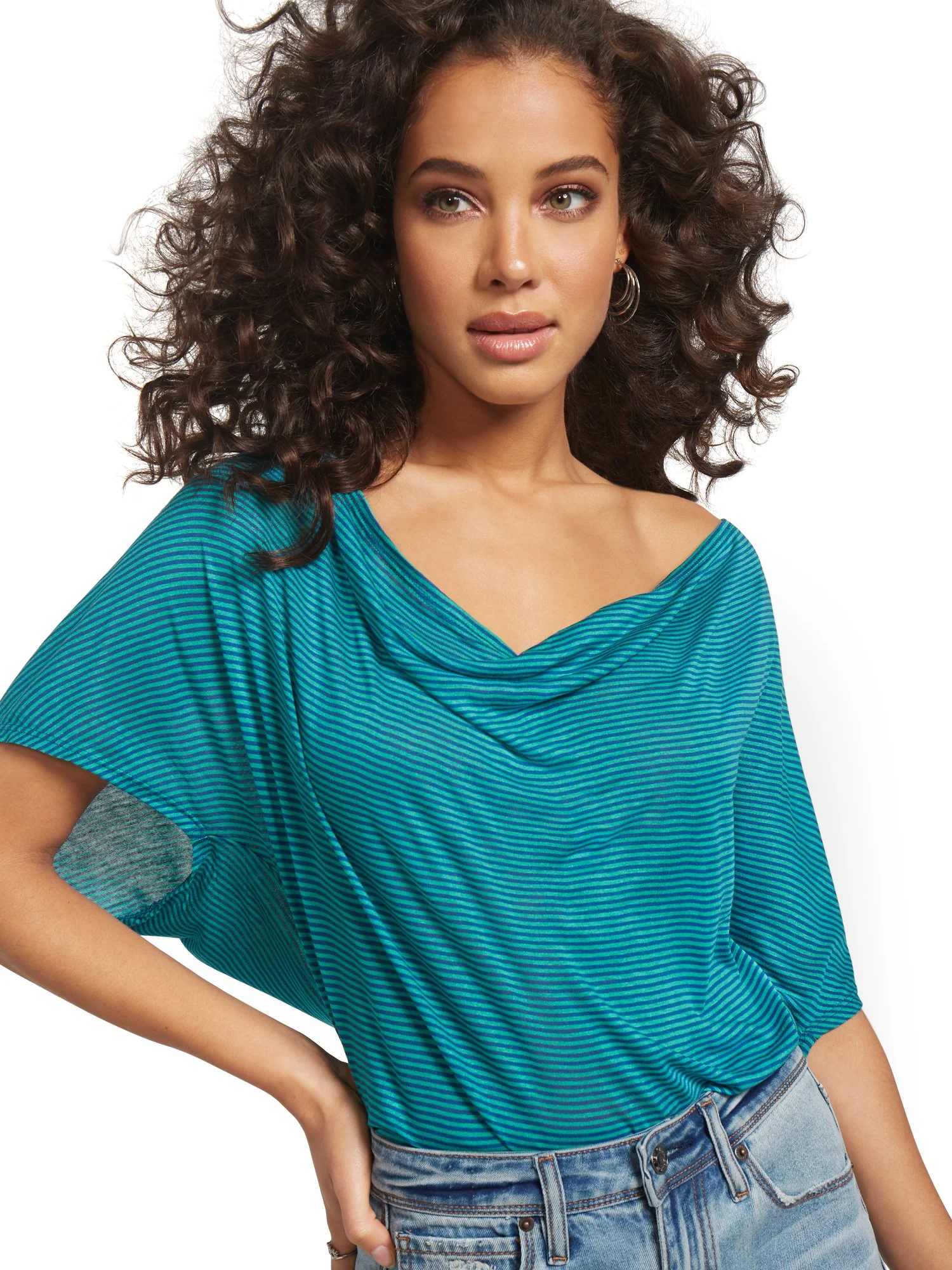 Drape-Front Flutter-Sleeve Top - Sweet Pea - Image 11