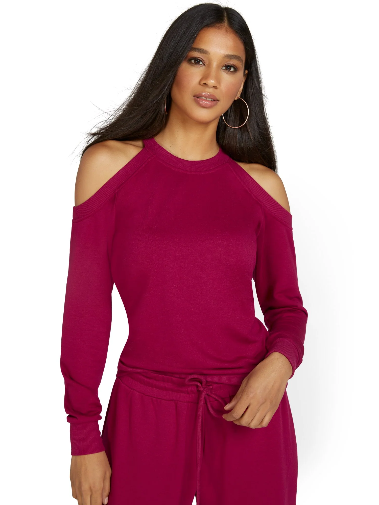 Dreamy French Terry Cold-Shoulder Pullover - Image 11