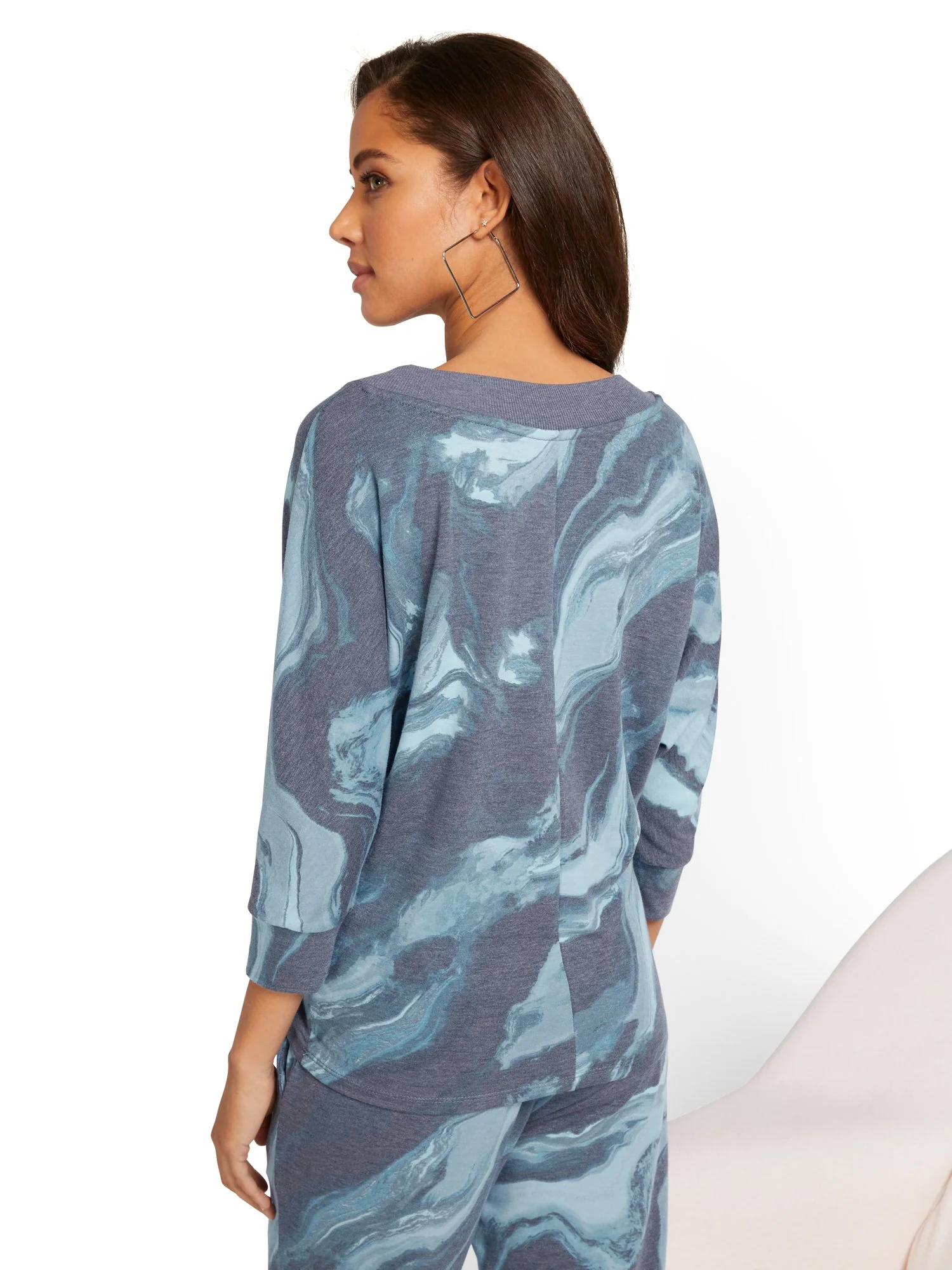 Dreamy French Terry V-Neck Printed Pullover - Image 6