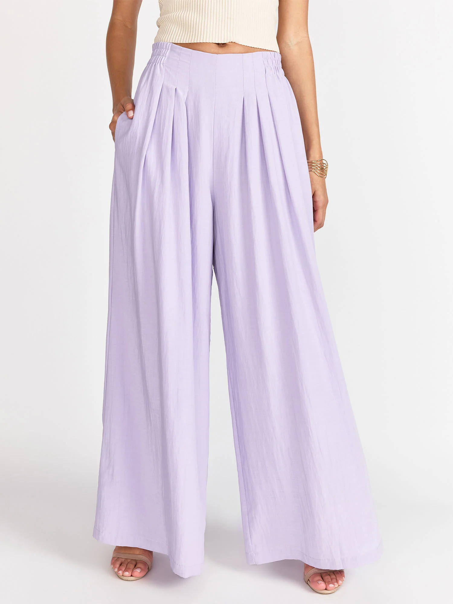 Elastic Waist Wide Leg Pants - DO+BE - Image 2