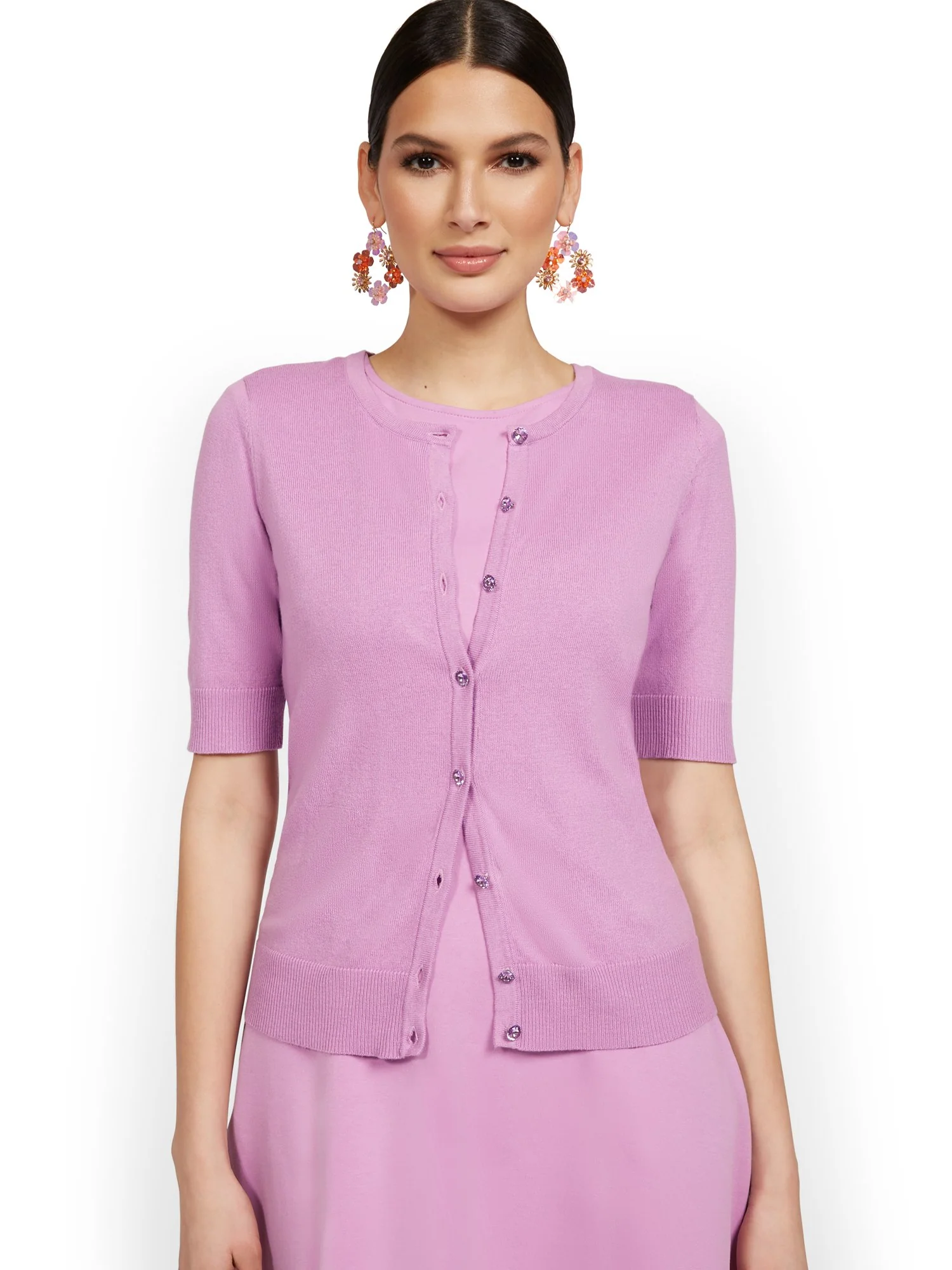 Elbow-Sleeve Chelsea Cardigan - Image 27