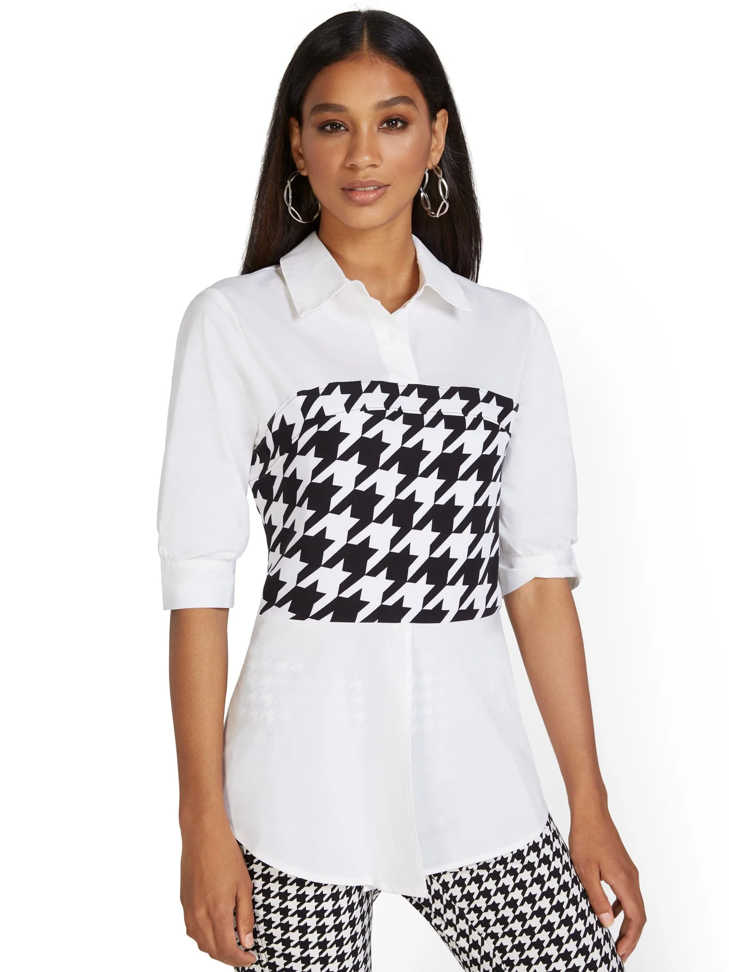 Elbow-Sleeve Twofer Top