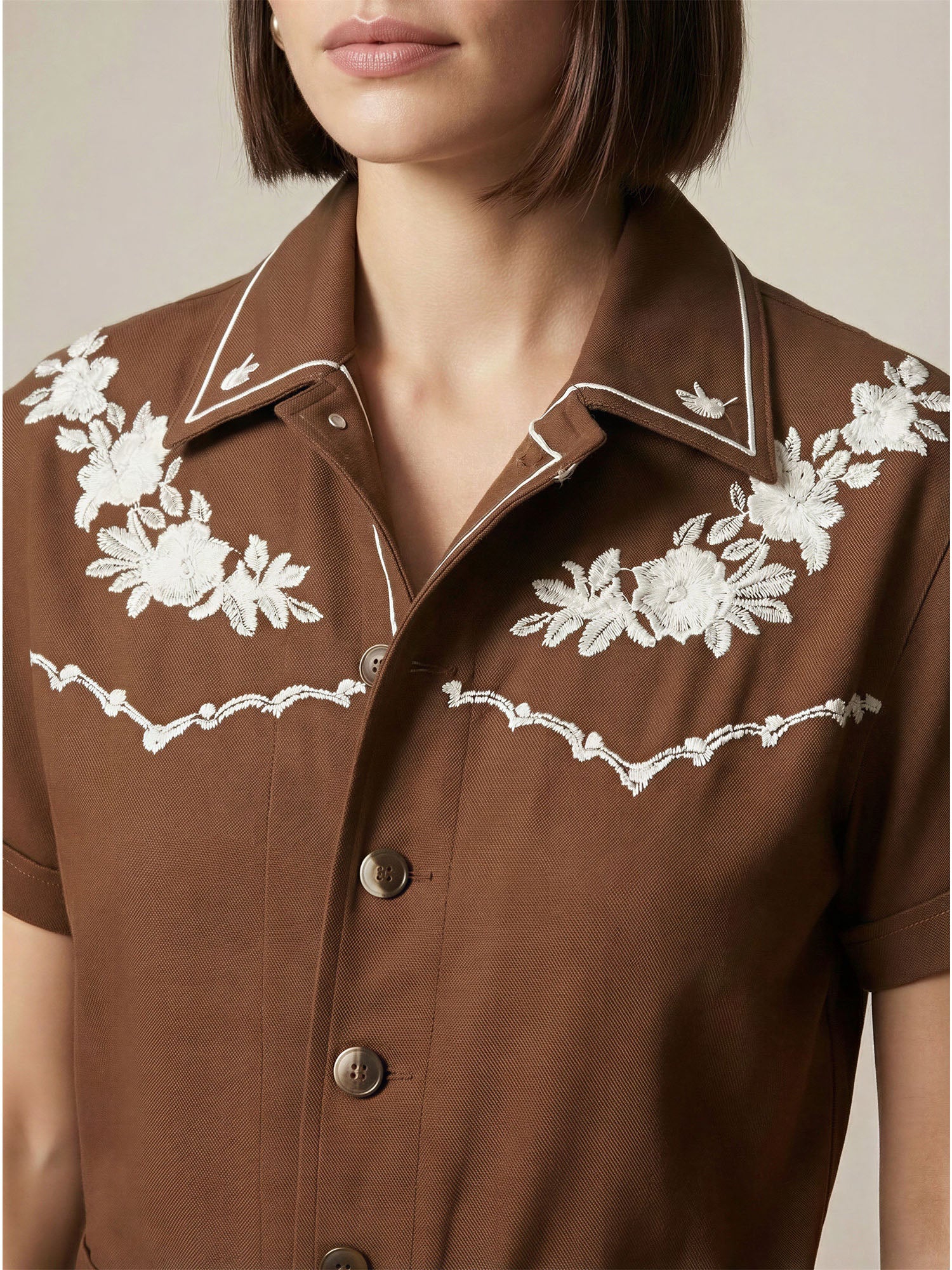 Embroidery Detail Denim Jumpsuit - Image 2